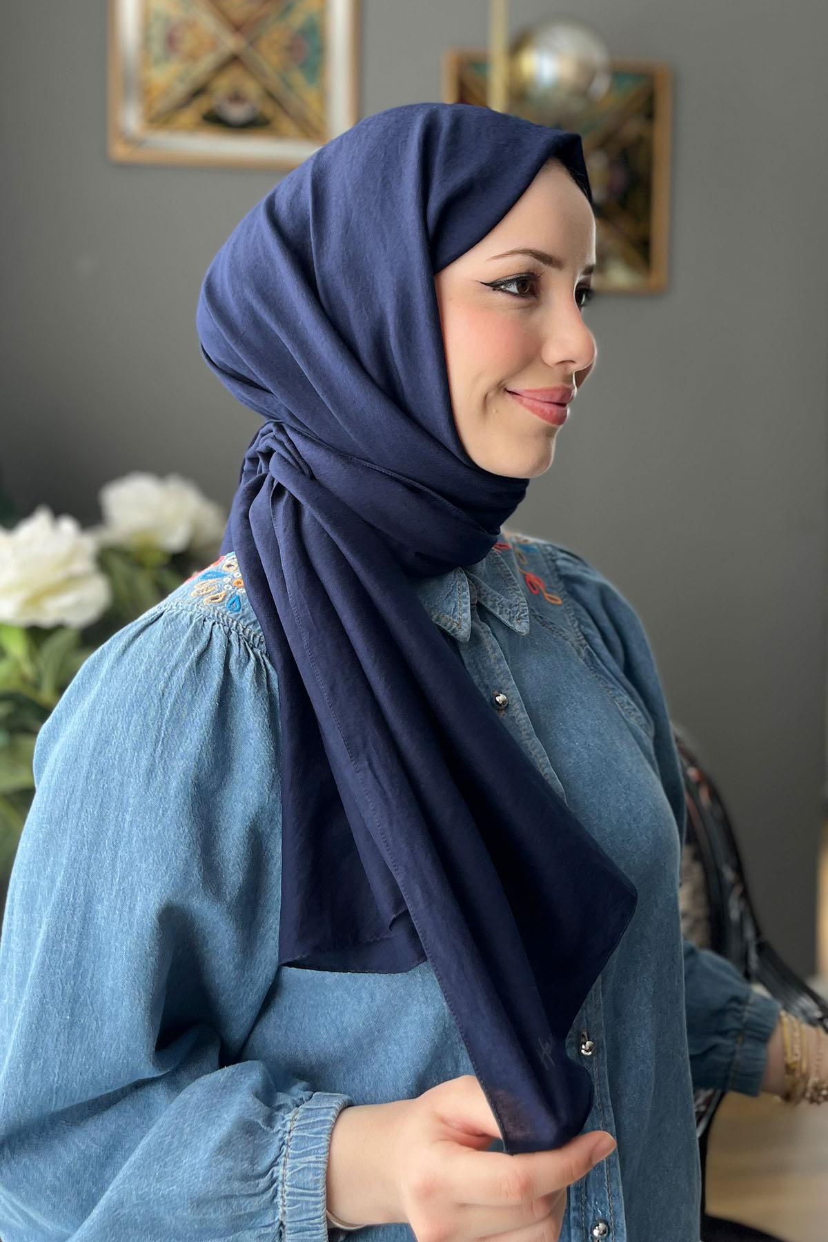Harem Scarf, Pamuk Jazz Şal - HASAL02- Lacivert
