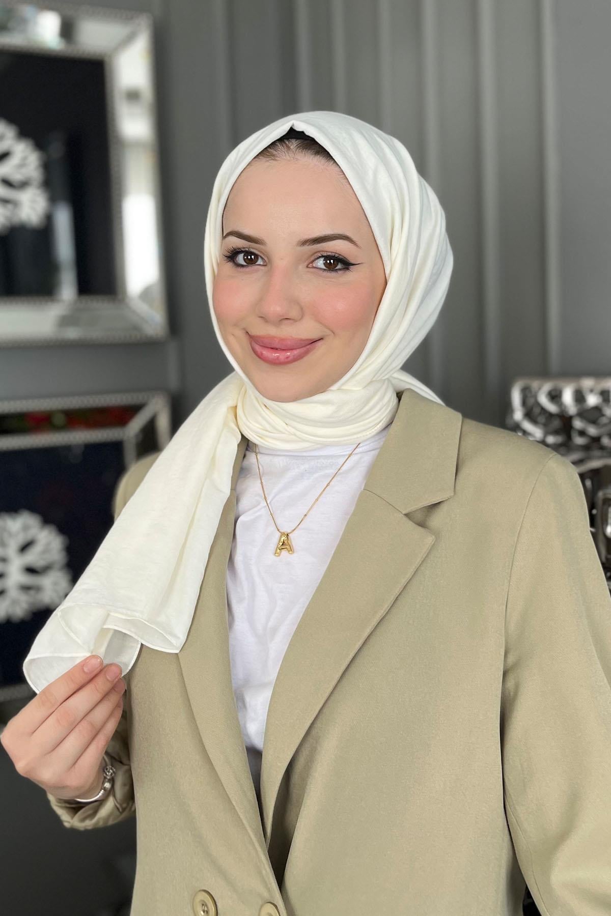Harem Scarf, Pamuk Jazz Şal - HASAL04- Ekru