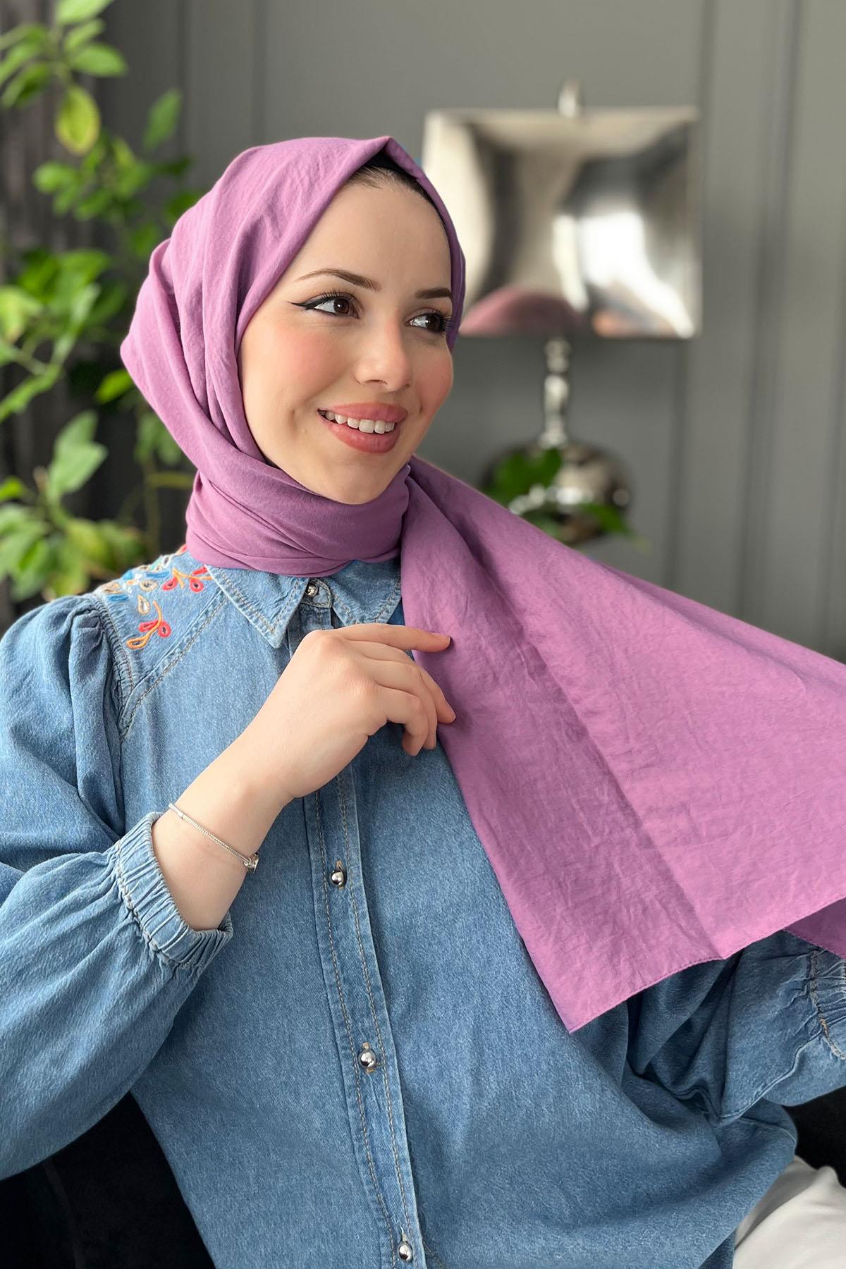 Harem Scarf, Pamuk Jazz Şal - HASAL08- Lavanta