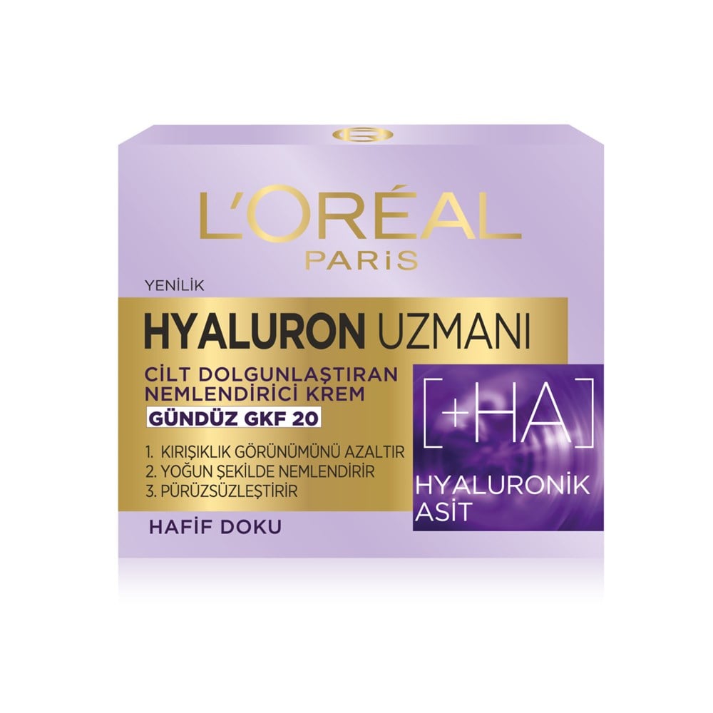 Loreal Paris Hyaluron Uzmanı Cilt Dolgunlaştıran Nemlendirici Krem Gündüz GKF 20 (50 ml)