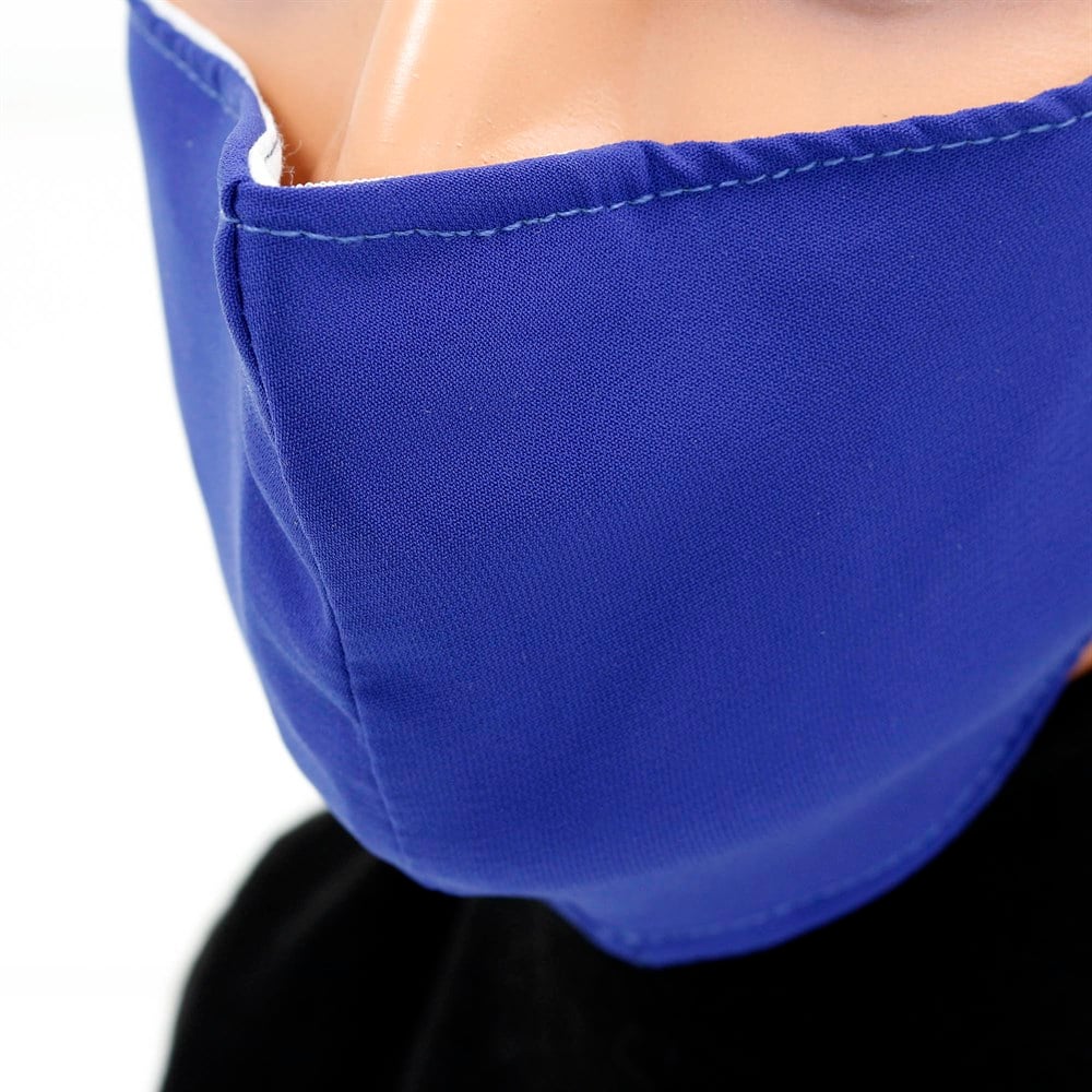Medine İpeği Yıkanabilir Maske - Saks Mavi