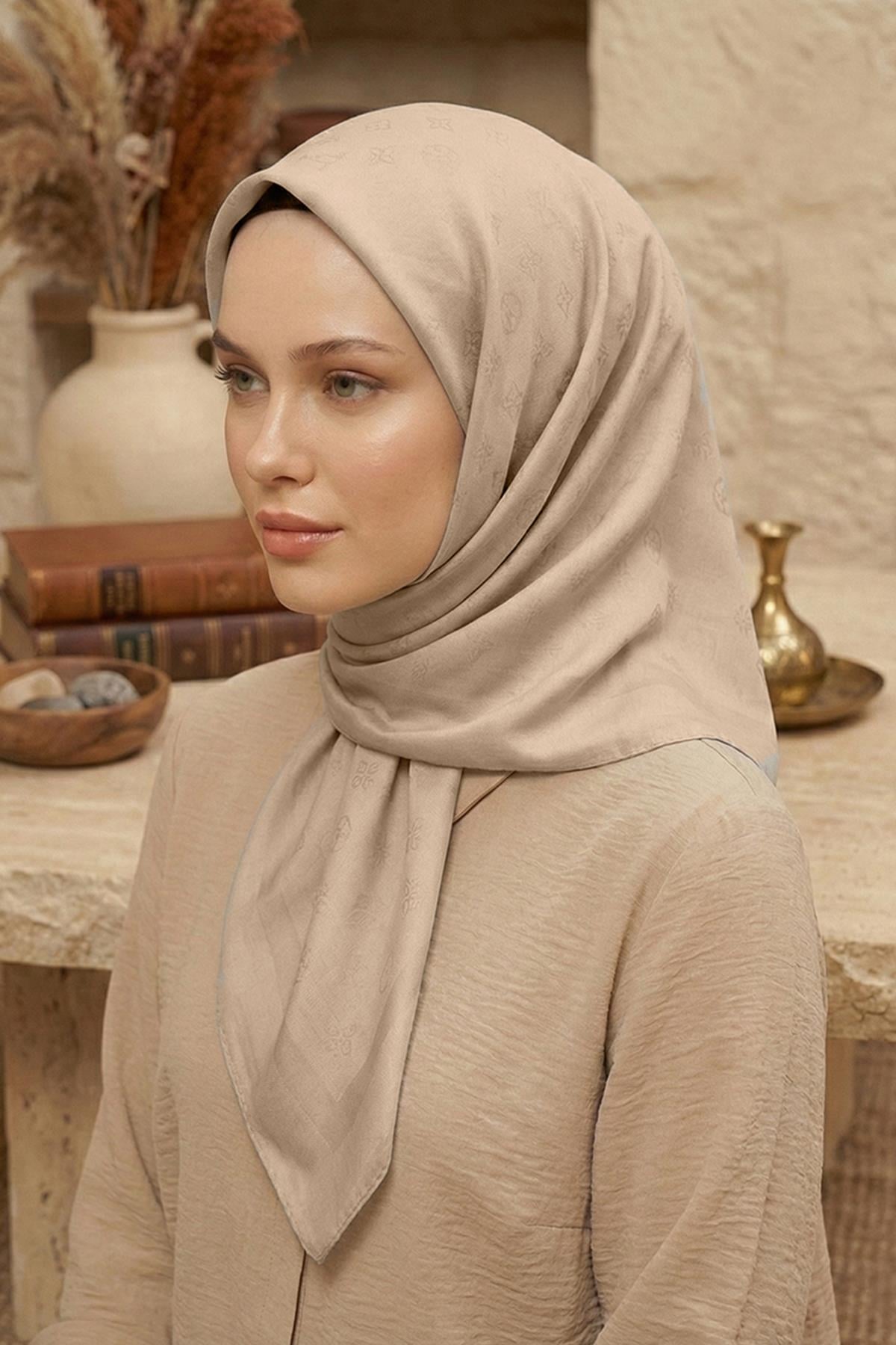 Pierre Cardin Koton Eşarp - Çanta Desen - 1030500-981 - Sütlü Kahve