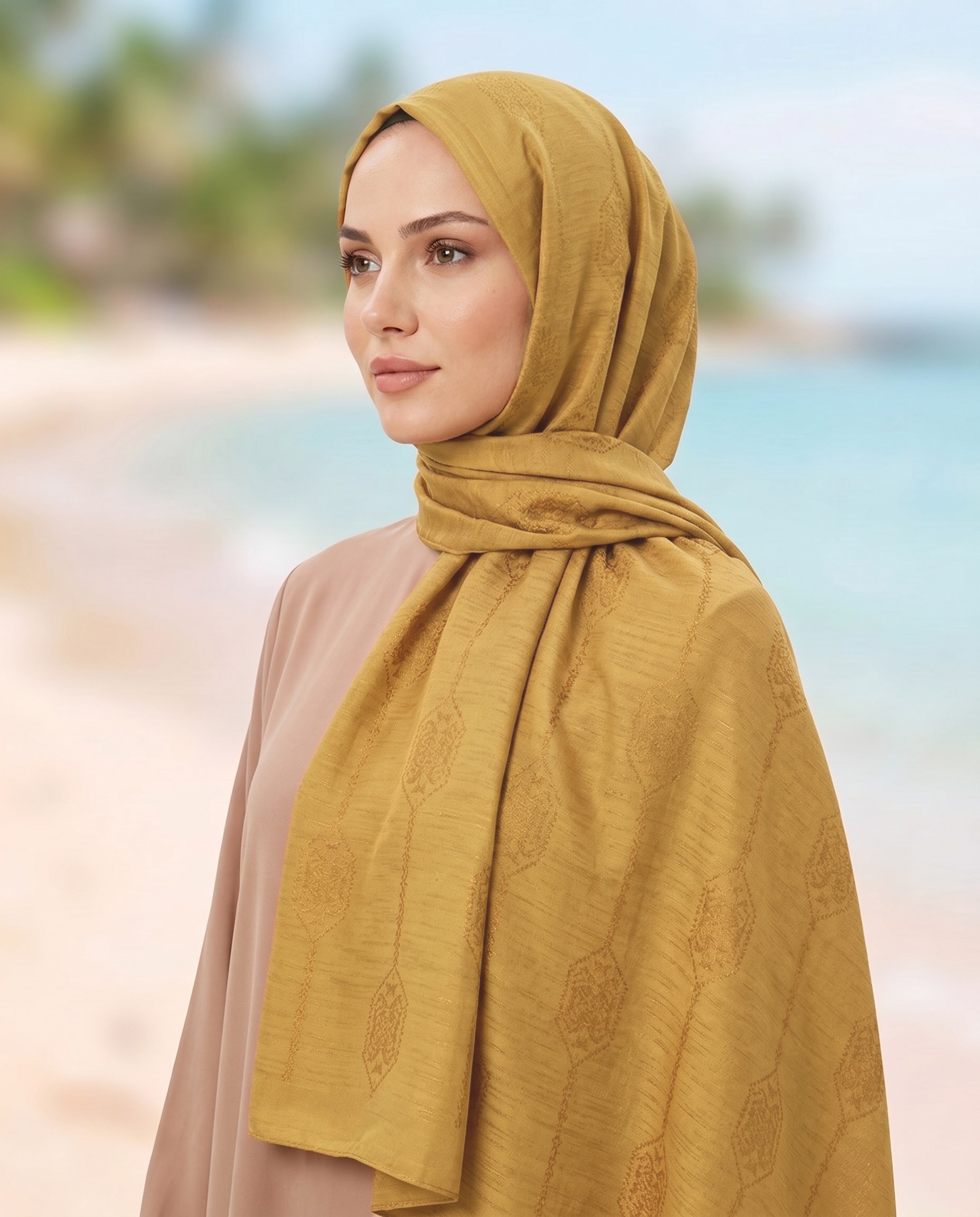 Valentino Orlandi Siena, Jakarlı Şal - Motif Desen - 11 - Gold