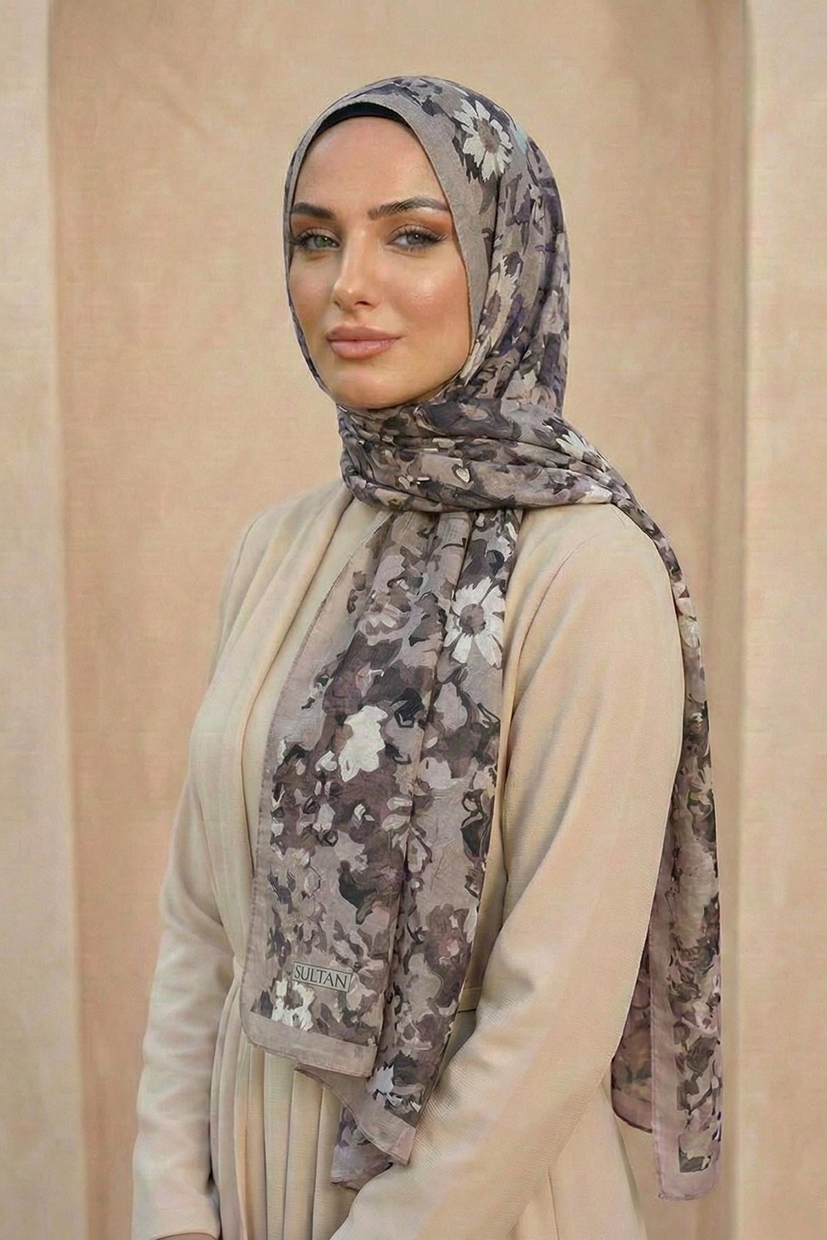 Sultan Desenli Bambu Kraş Şal - Çiçek Modeli - DK06-02