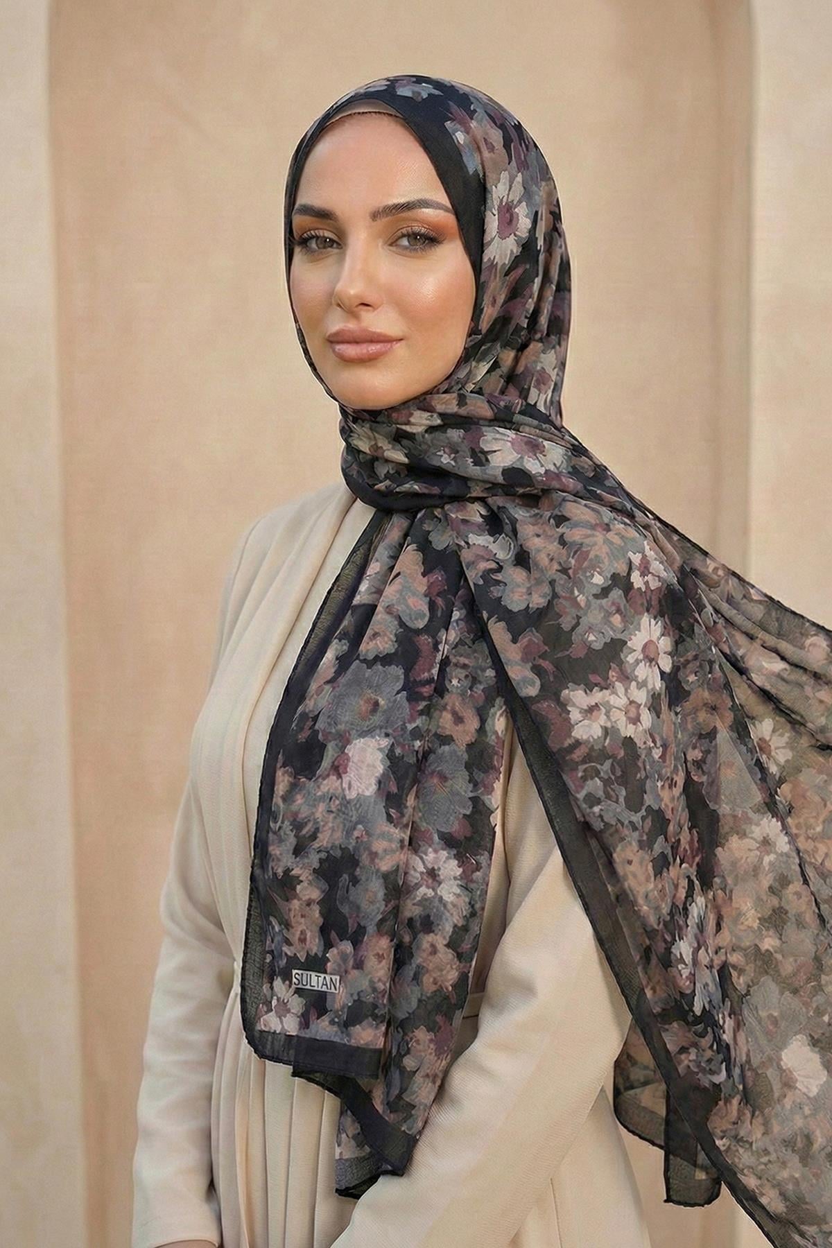 Sultan Desenli Bambu Kraş Şal - Çiçek Modeli - DK06-09