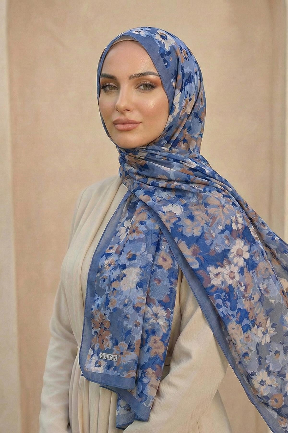 Sultan Desenli Bambu Kraş Şal - Çiçek Modeli - DK06-06