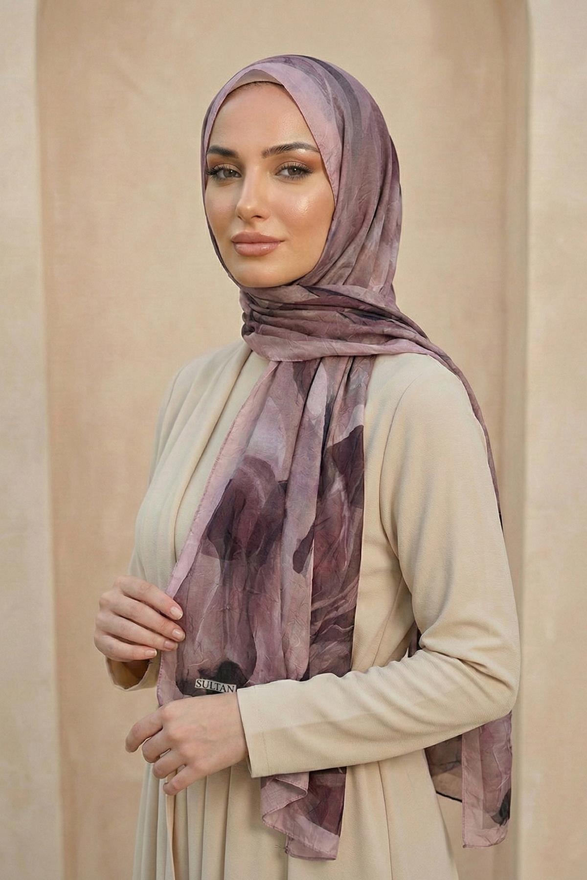 Sultan Desenli Bambu Kraş Şal - Lale Modeli - DK05-06