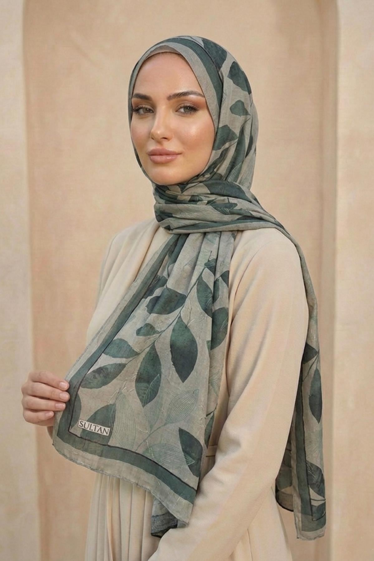 Sultan Desenli Bambu Kraş Şal - Yaprak Modeli - DK07-07