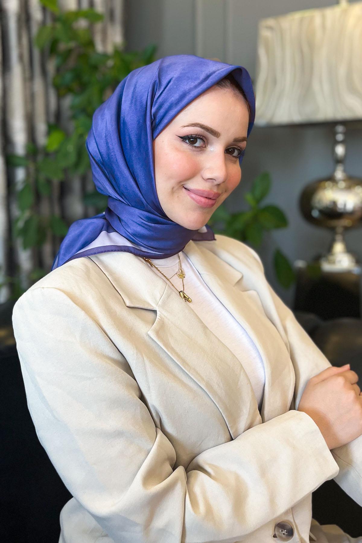 Sultan Kristal Eşarp - Bulut Desen - SKE2428-39 - Mavi