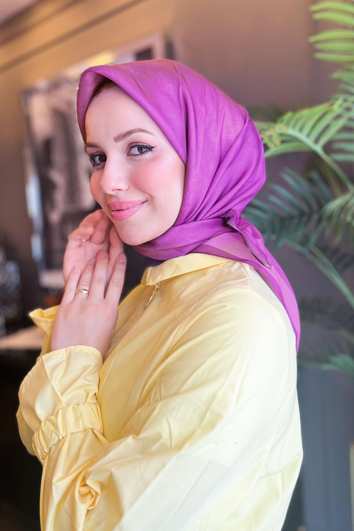 Sultan Kristal Eşarp - Bulut Desen - SKE2428-47 - Mor