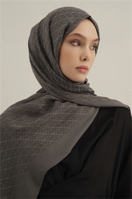 Armine Lyocell Şal - Çift A Logo Desen - ALY5-18 - Füme