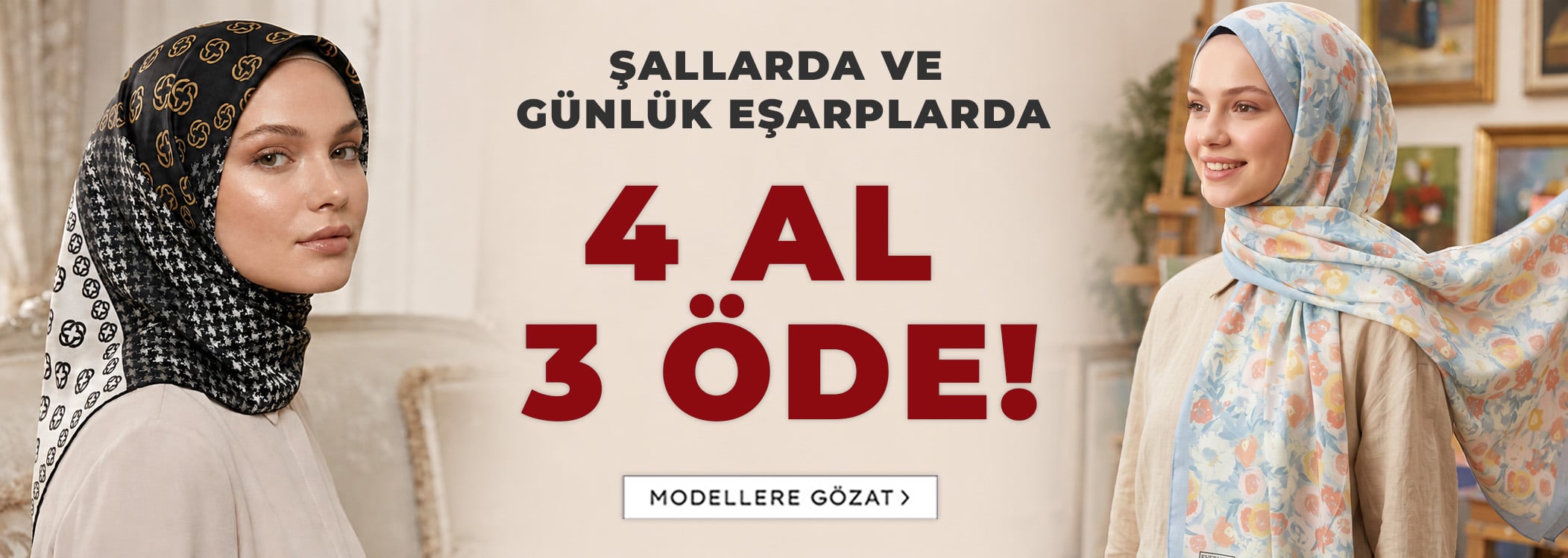 Şal ve Eşarpta 4 Al 3 Öde!