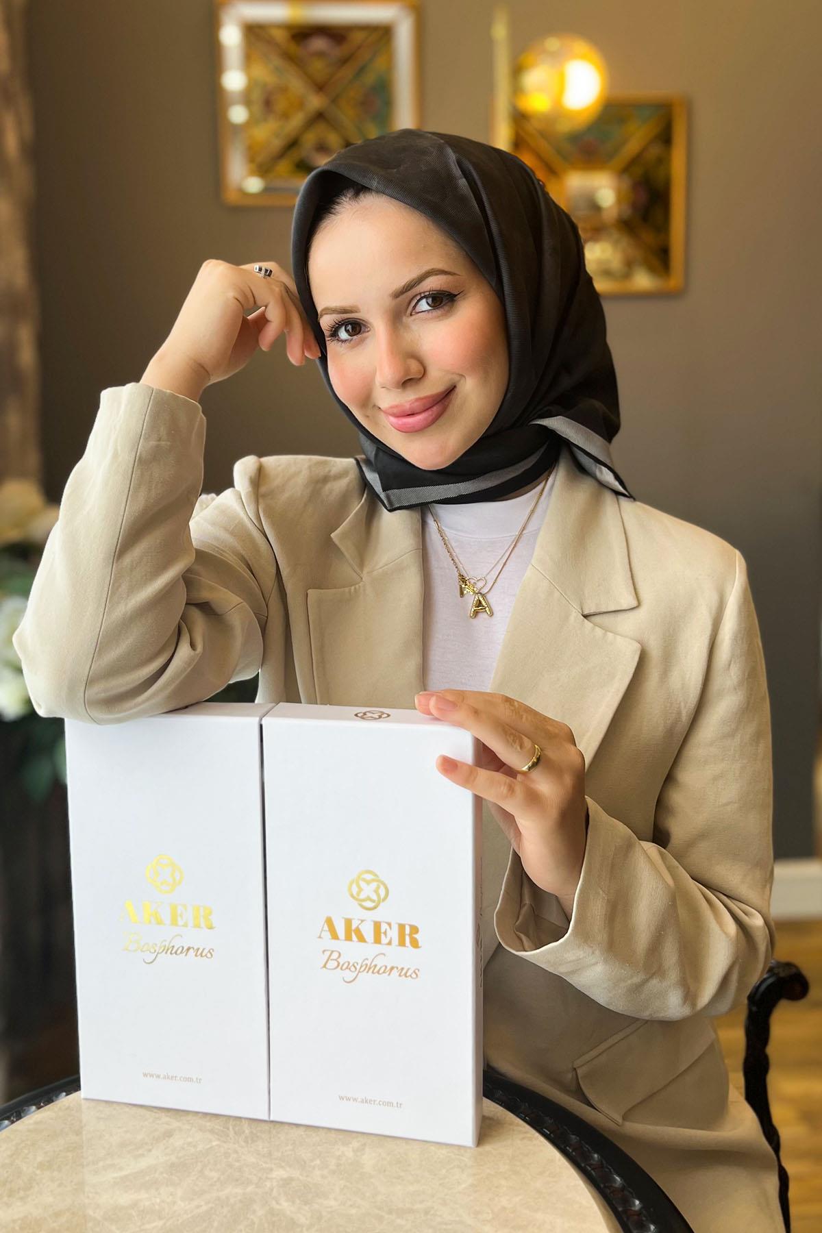 Aker Bosphorus Serisi, Çift Taraflı İpek Eşarp - 7208712-912 - Tivil