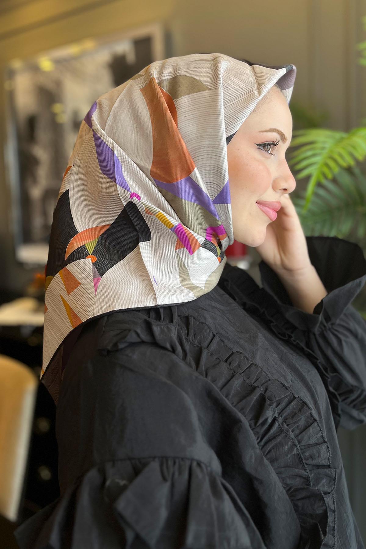 Aker Bosphorus Serisi, Çift Taraflı İpek Eşarp - 8381712-912 - Tivil