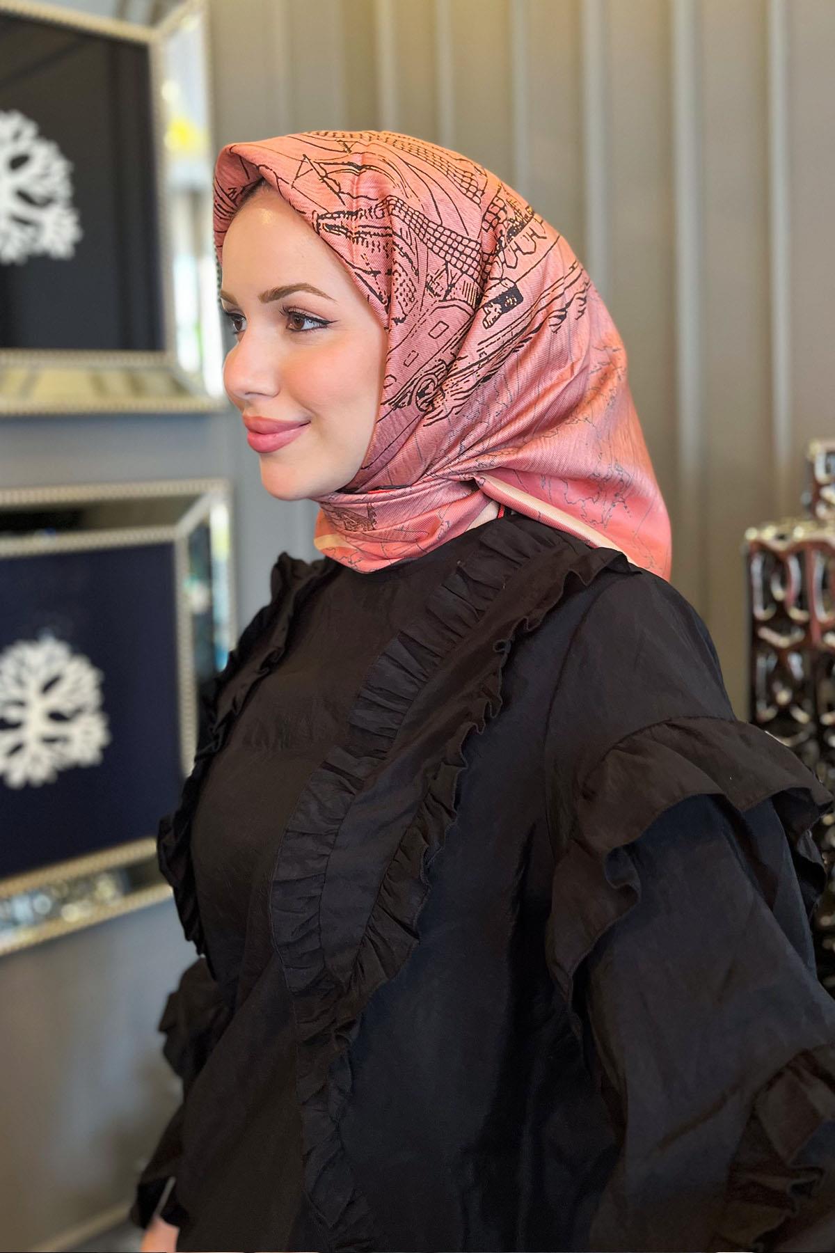 Aker Bosphorus Serisi, Çift Taraflı İpek Eşarp - 8812712-912 - Tivil