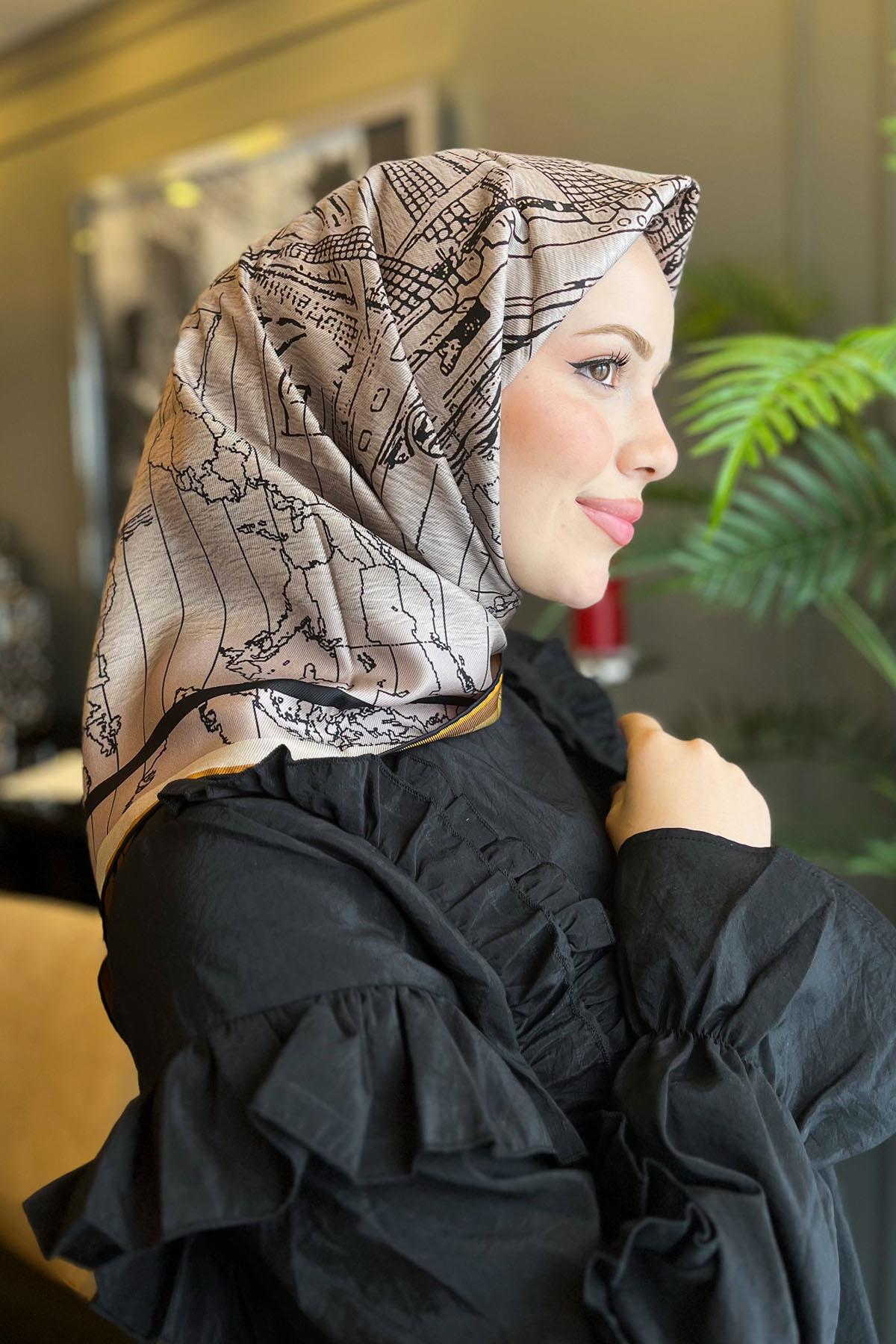 Aker Bosphorus Serisi, Çift Taraflı İpek Eşarp - 8812712-913 - Tivil