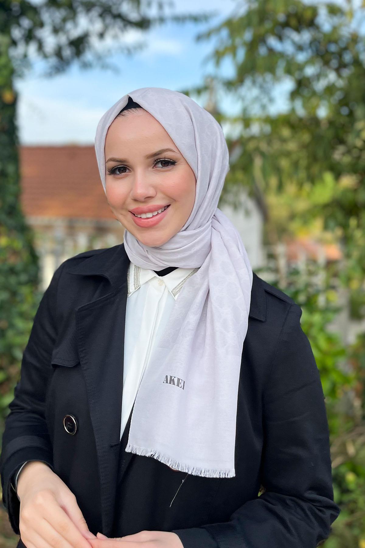 Aker Elegance Monogram Şal - 1090100-973 - Açık Gri