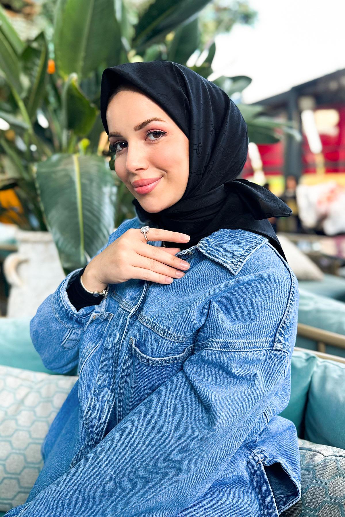 Aker İpek Koton Jakar Eşarp - 7071976-911