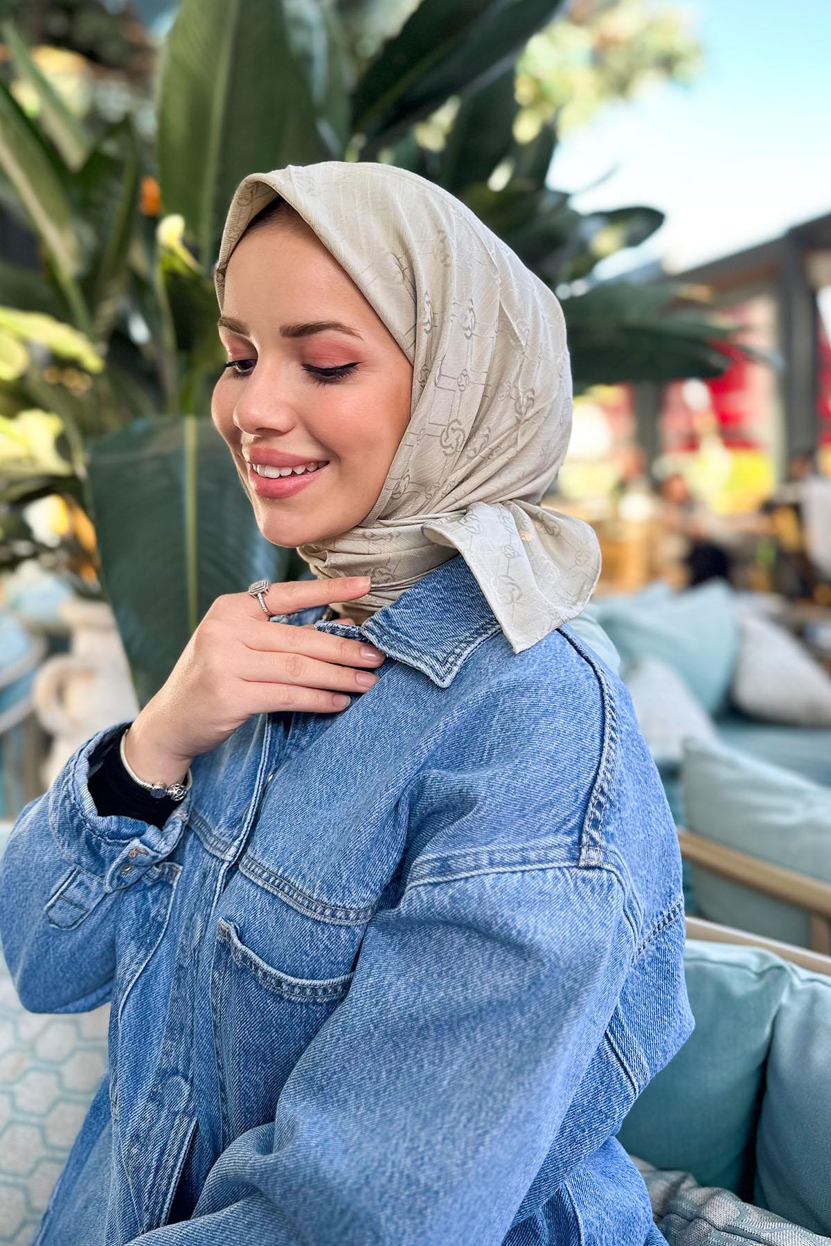 Aker İpek Koton Jakar Eşarp - 7071976-933