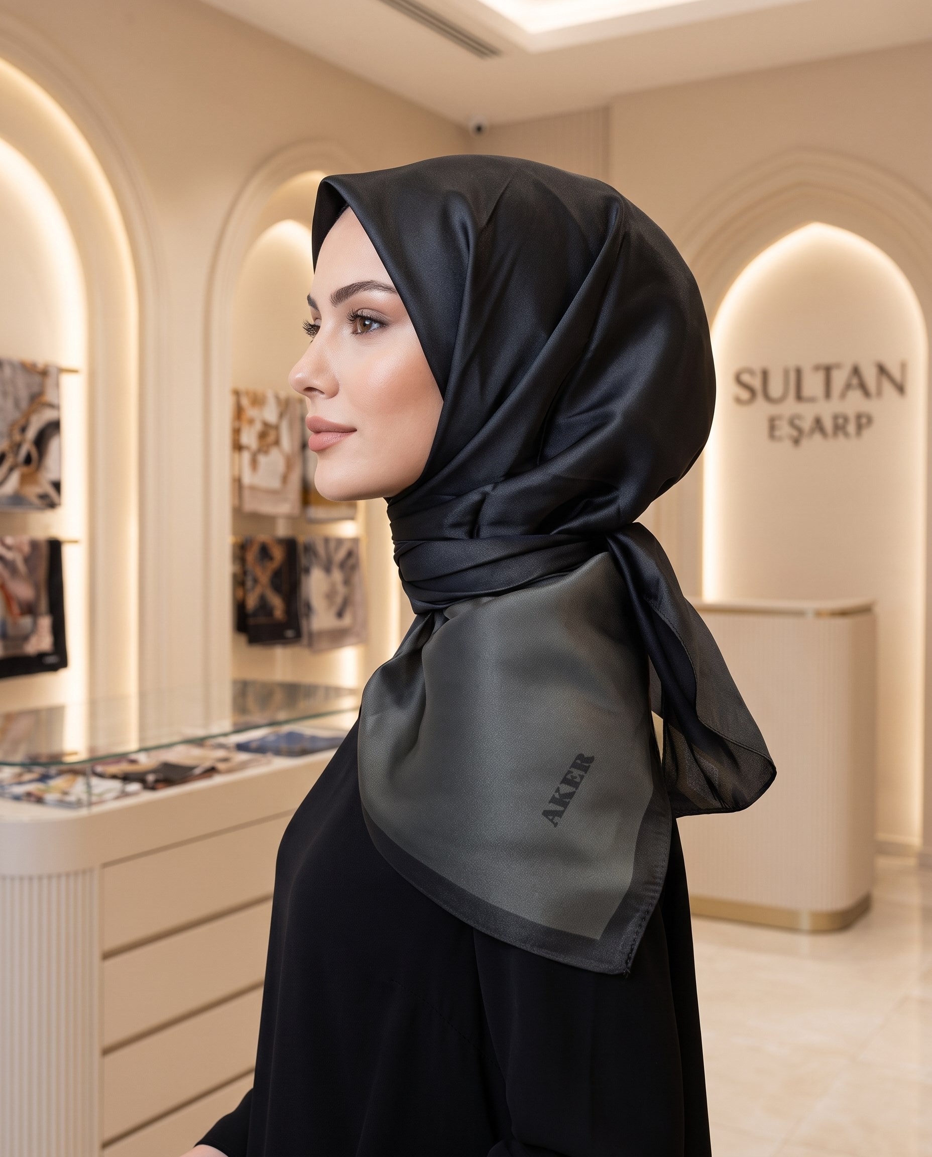 Aker Kristal Eşarp - Degrade - 1070950-911 - Siyah, Gri