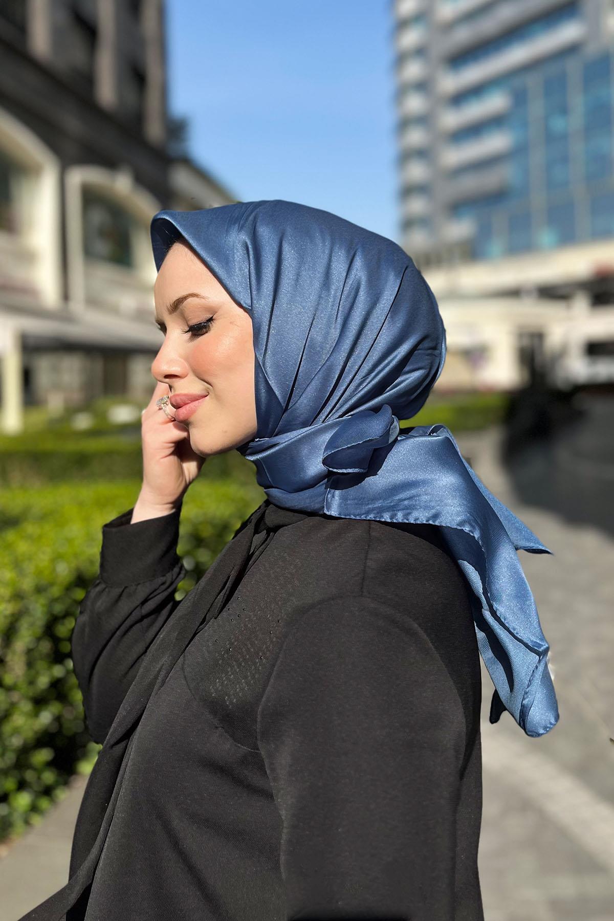 Aker Kristal Eşarp - Düz Renk - 3030200-924 - Mavi