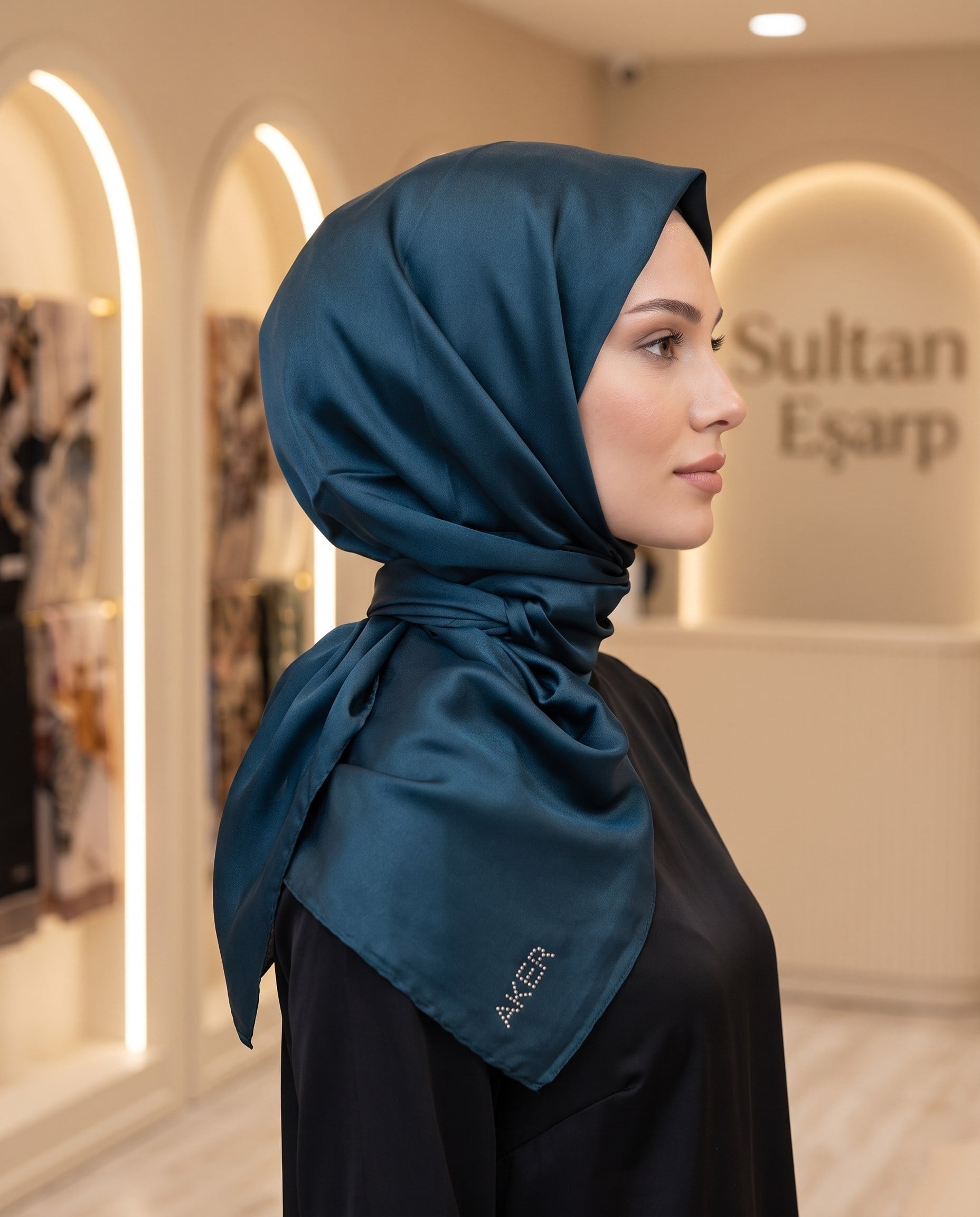 Aker Kristal Eşarp - Düz Renk - Taş İşleme Logolu - 956