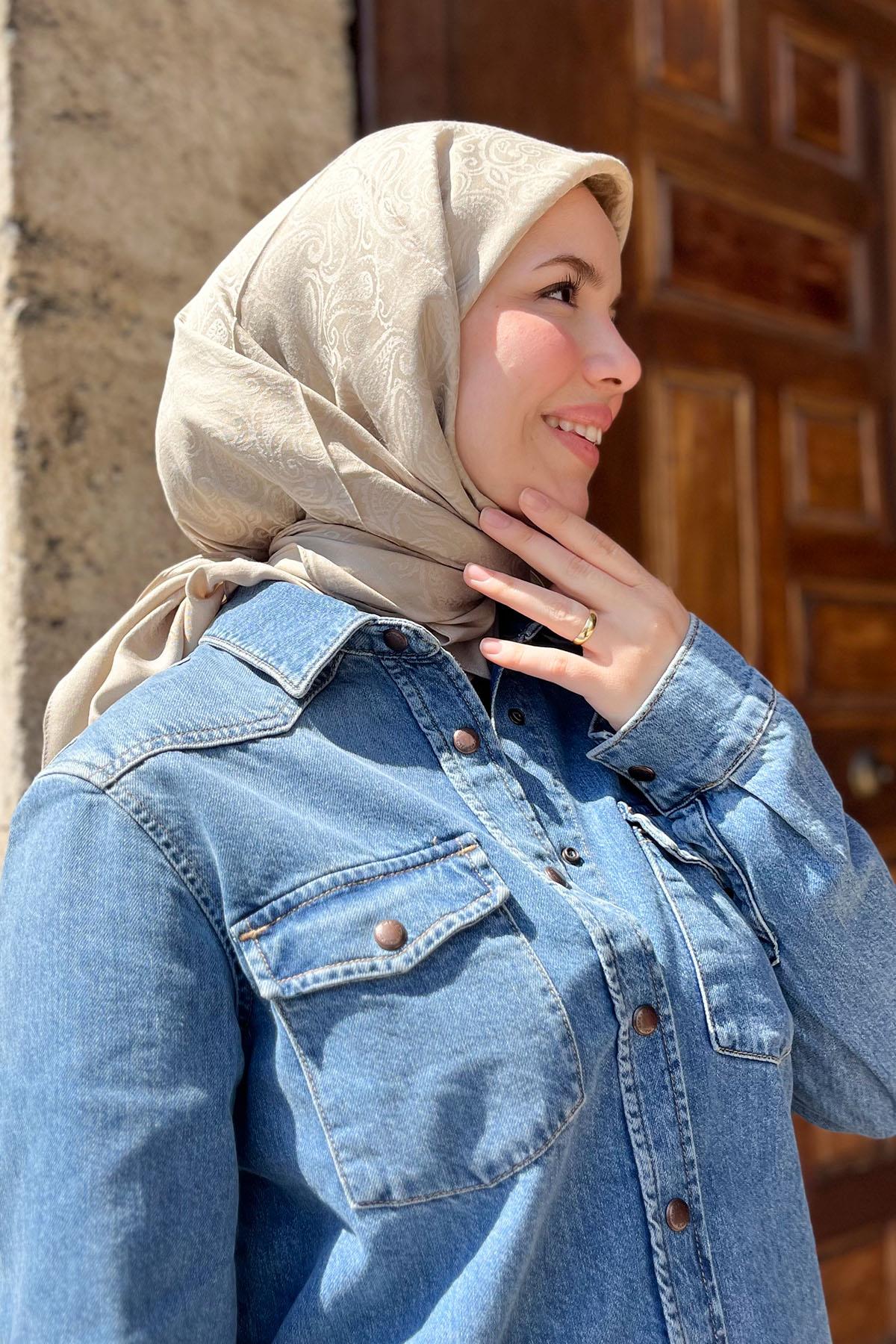 Aker Lyocell Etnik Jakar Eşarp - 3030350-935 - Renk