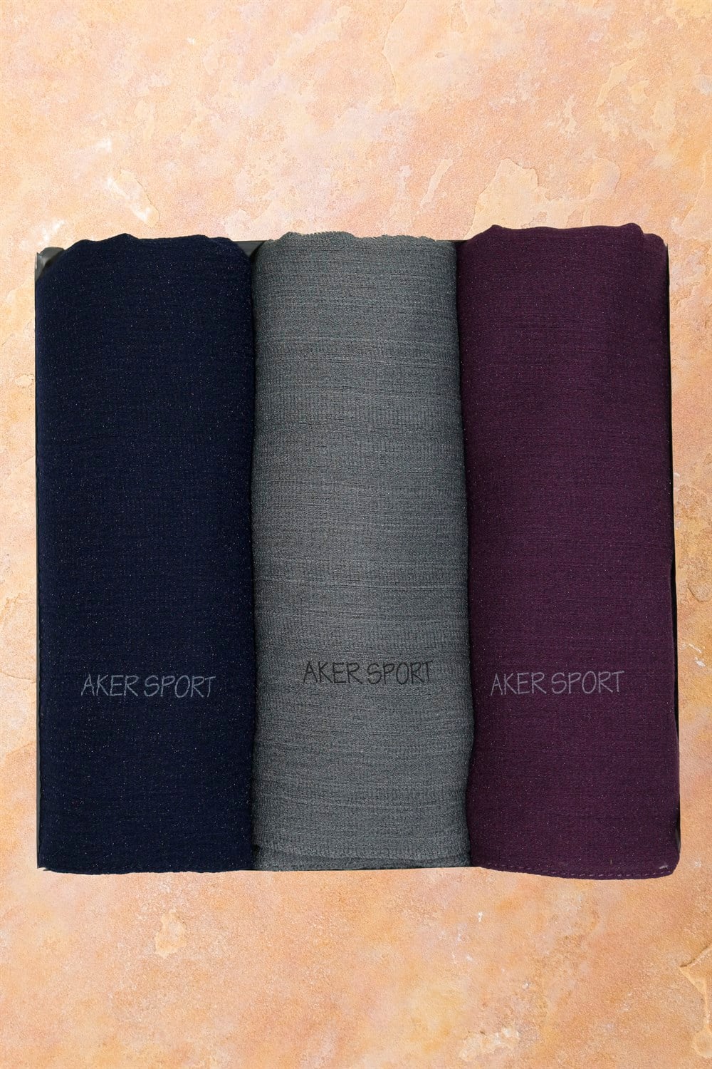 Aker Sport Bürümcük Tül Şal - 3'lü Set - Lacivert, Füme, Mor