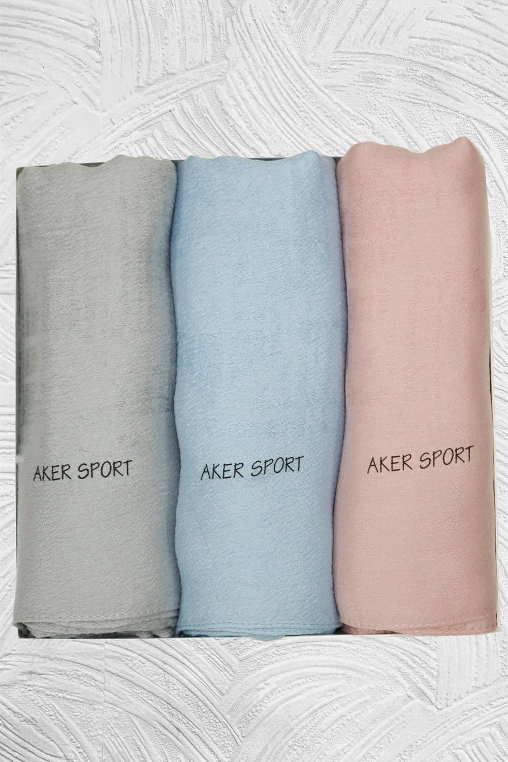 Aker Sport Hayal, Modal Şal - 3'lü Set - Gri, Bebe Mavi, Pembe