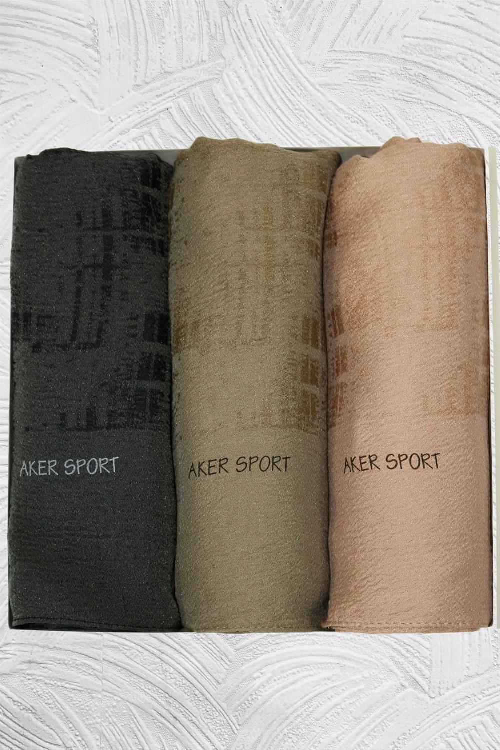 Aker Sport Hayal, Modal Şal - 3'lü Set - Siyah, Haki, Kahve