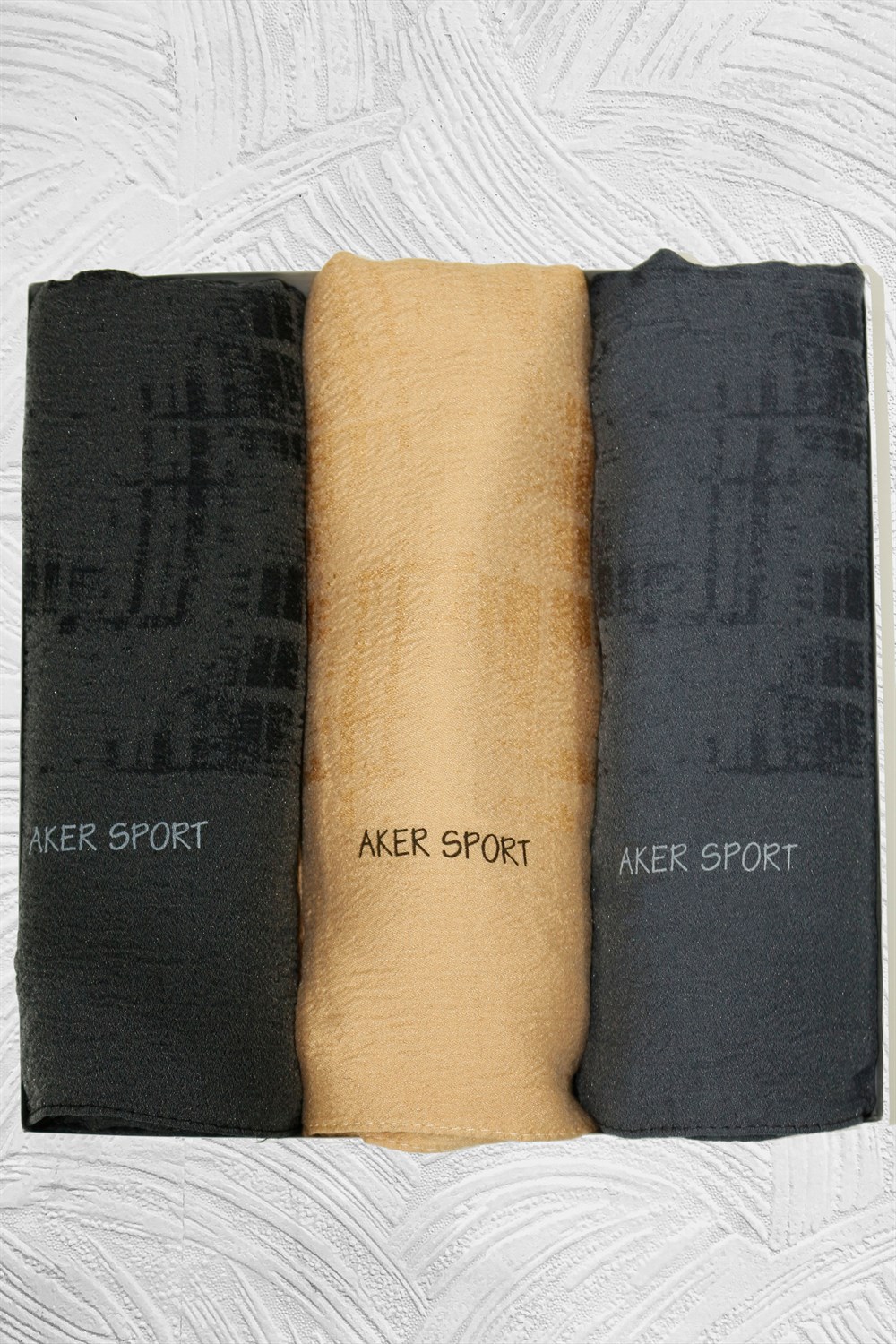 Aker Sport Hayal, Modal Şal - 3'lü Set - Siyah, Gold, Füme