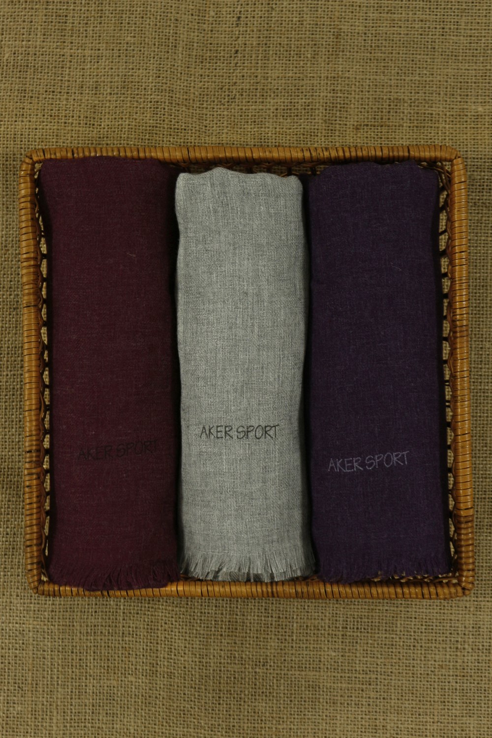 Aker Sport Kırçıllı Mevsimlik Şal - 3'lü Set - Bordo, Gri, Mürdüm