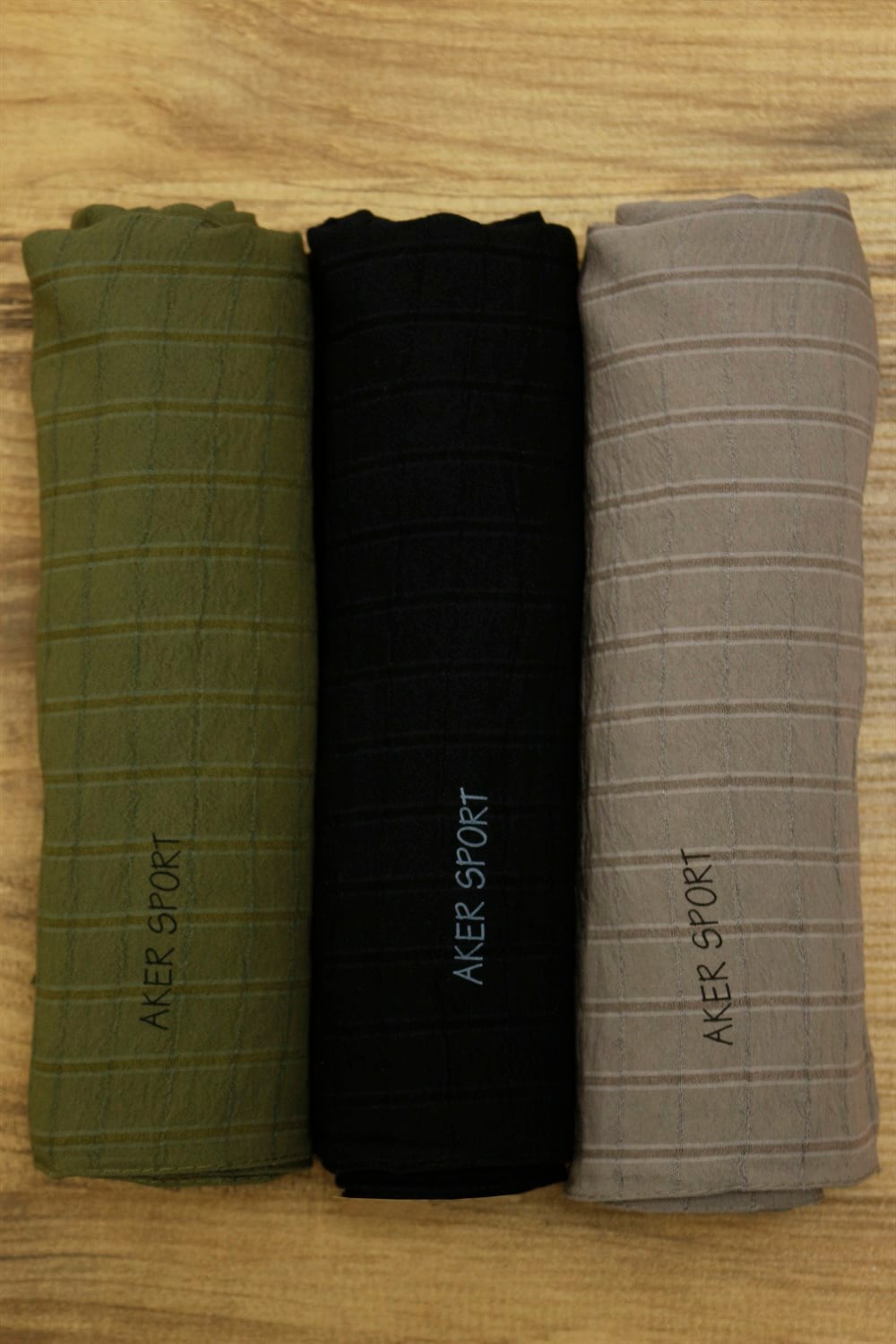 Aker Sport Mia Şal - 3'lü Set - Siyah, Yeşil, Vizon