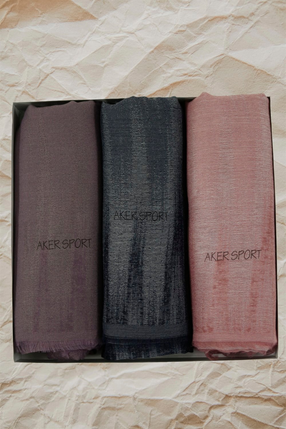 Aker Sport Modal Deniz Şal - 3'lü Set - Lacivert, Mürdüm, Pembe