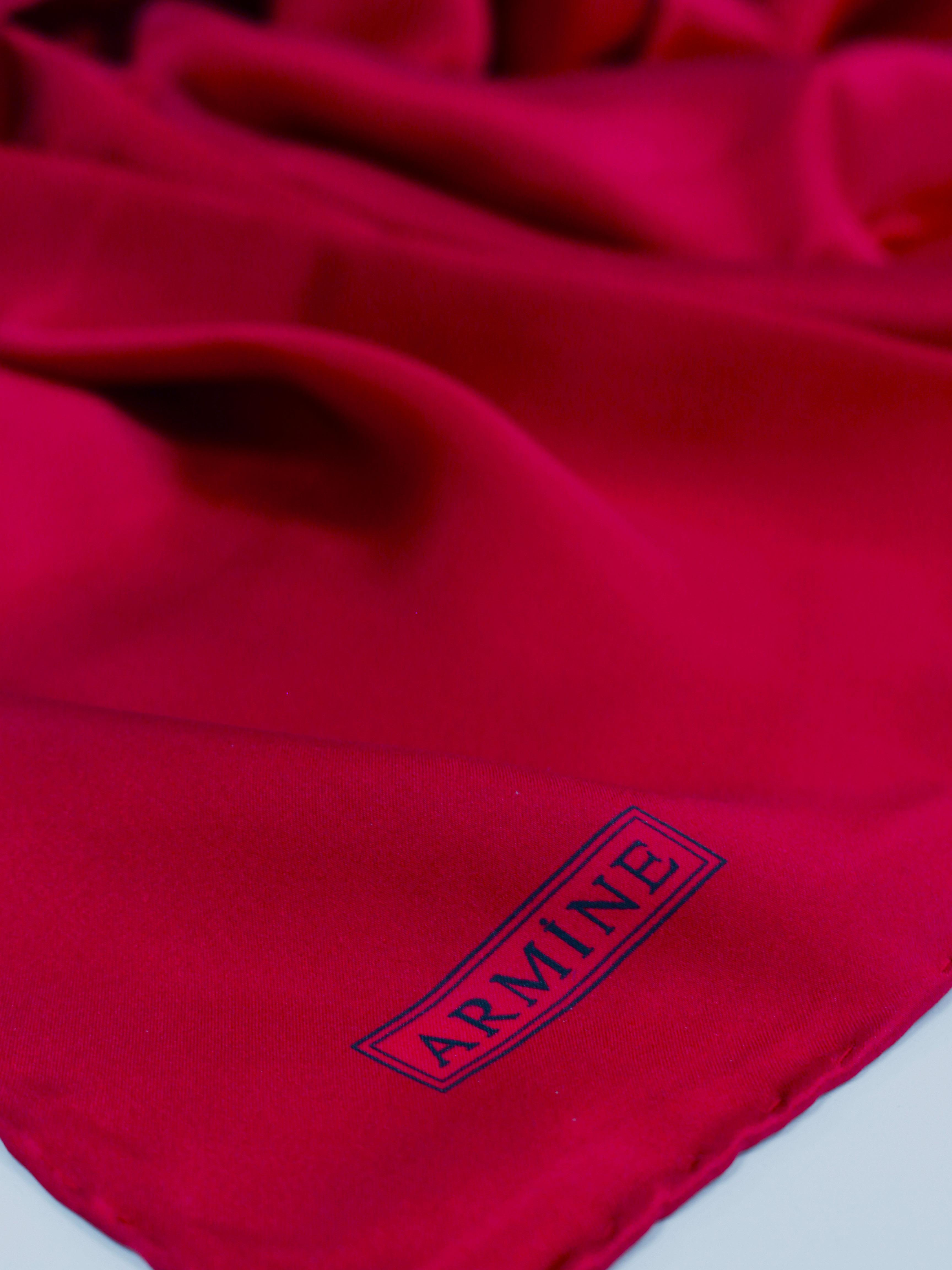 Armine Düz Renk İpek Eşarp - ADRE-502 - Sura - Kırmızı