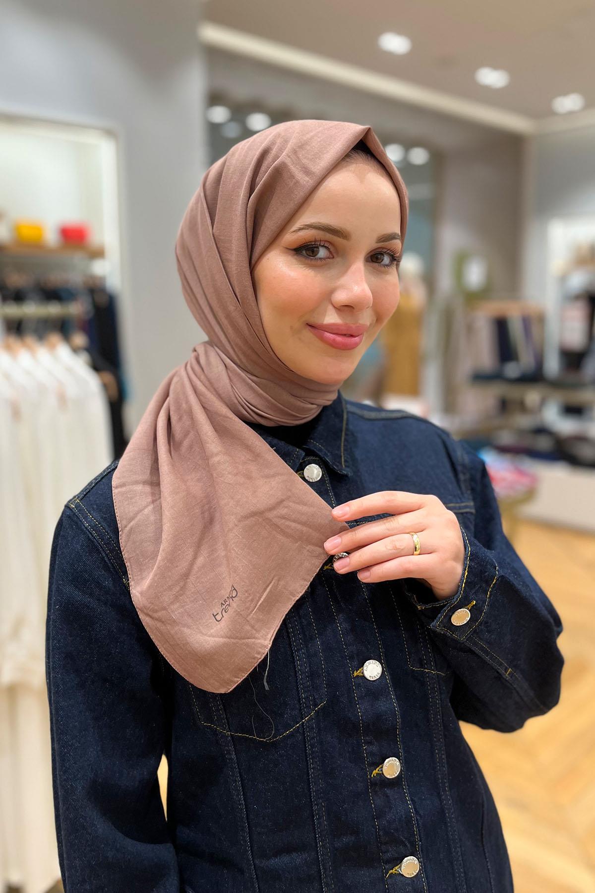 Armine Düz Renk, Pamuklu Seher Şal - 24029 - Kahve