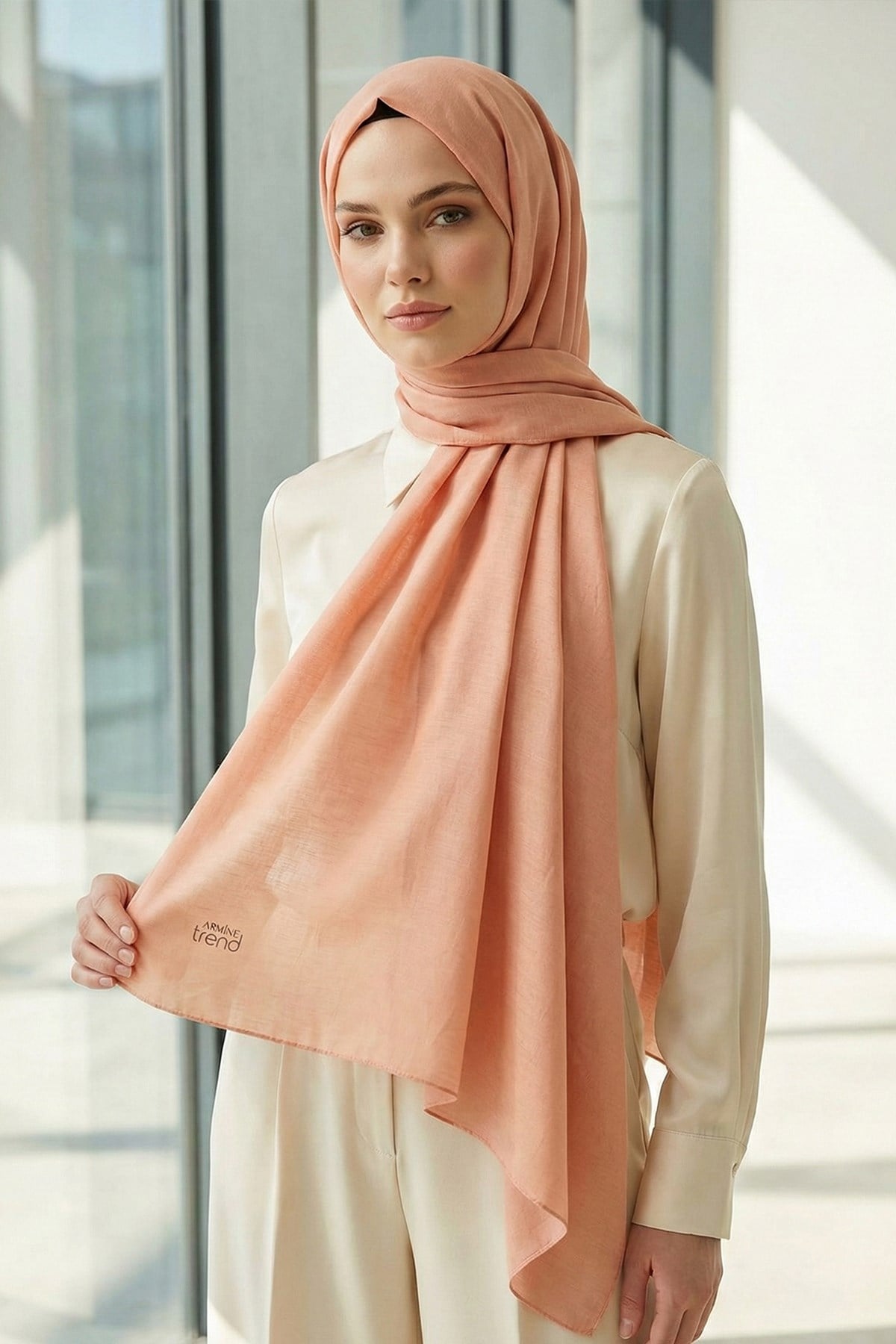 Armine Düz Renk, Pamuklu Seher Şal - 24031 - Pembe