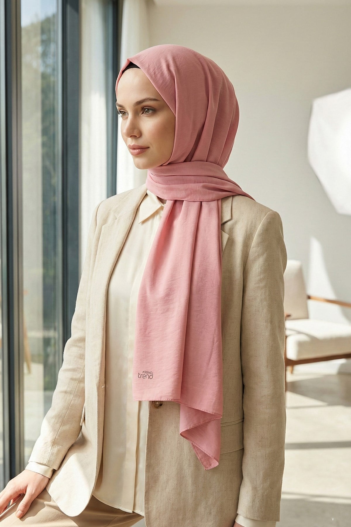 Armine Düz Renk, Pamuklu Seher Şal - 24057 - Şeker Pembe