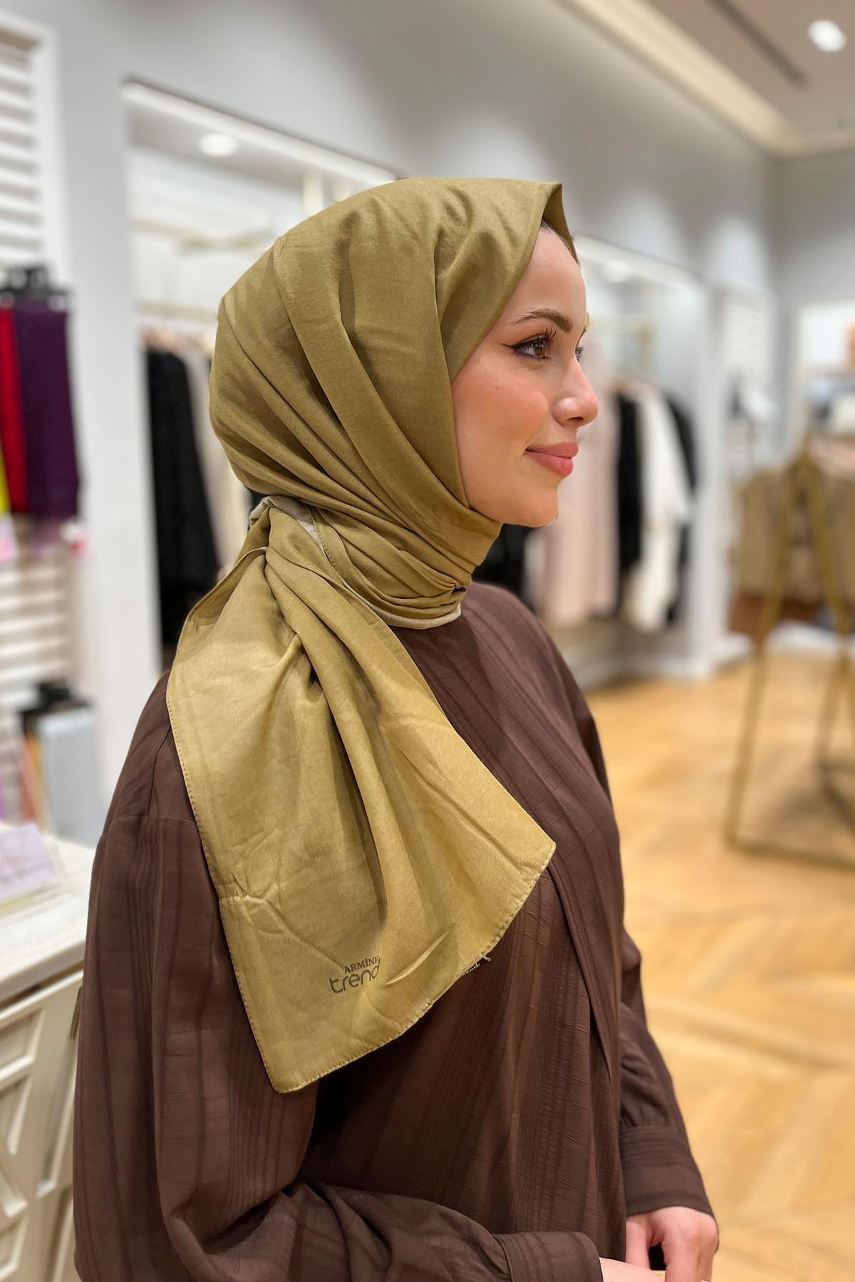 Armine Düz Renk, Pamuklu Seher Şal - 24063 - Soft Yağ Yeşili