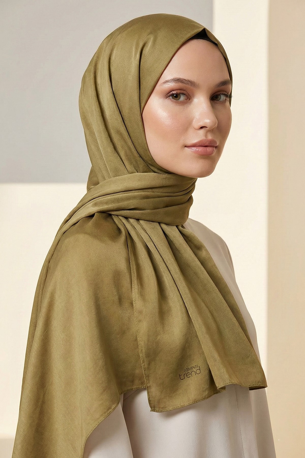 Armine Düz Renk, Pamuklu Seher Şal - 24063 - Soft Yağ Yeşili