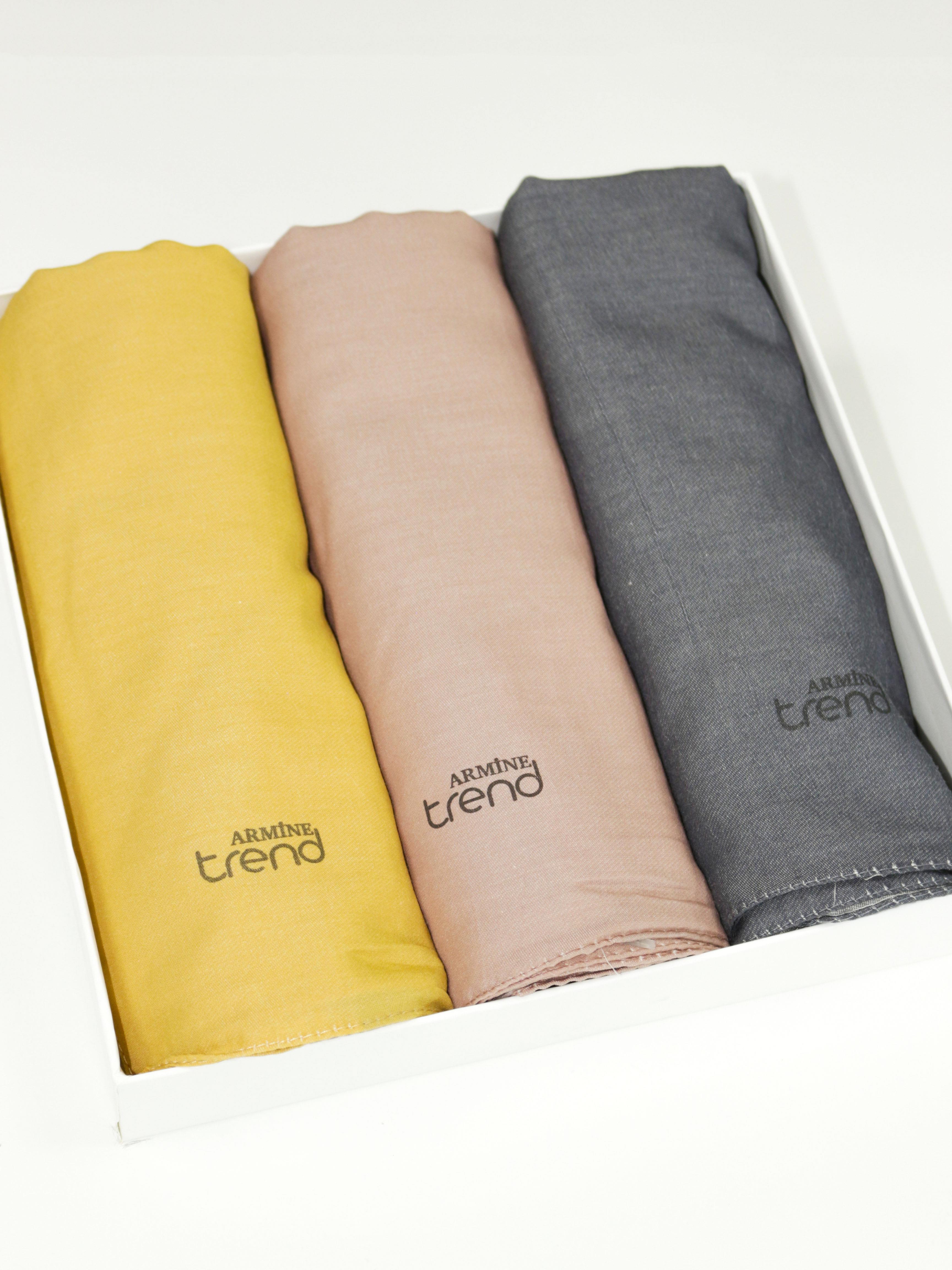 Armine Düz Renk, Pamuklu Seher Şal - 3'lü Set