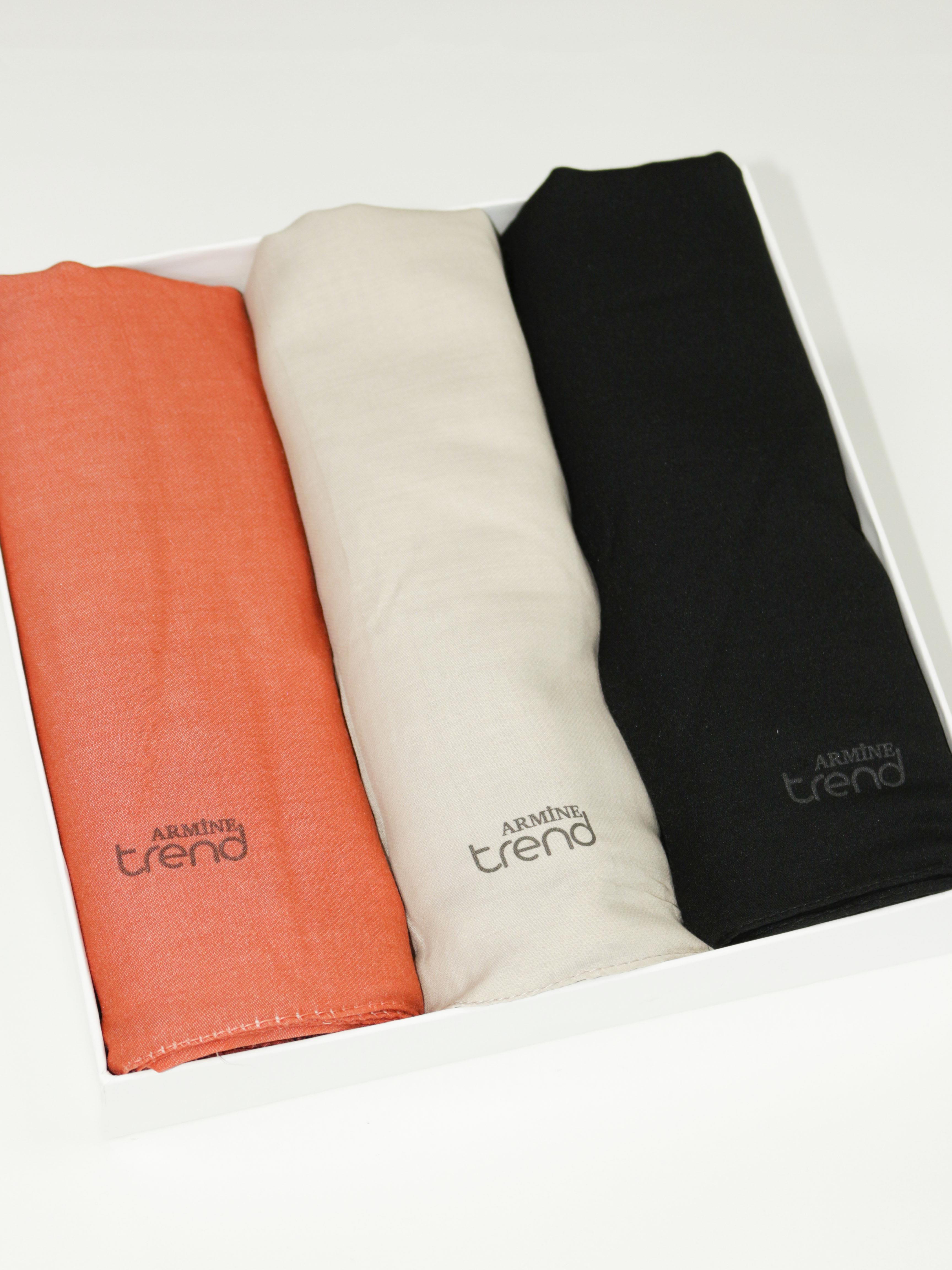 Armine Düz Renk, Pamuklu Seher Şal - 3'lü Set