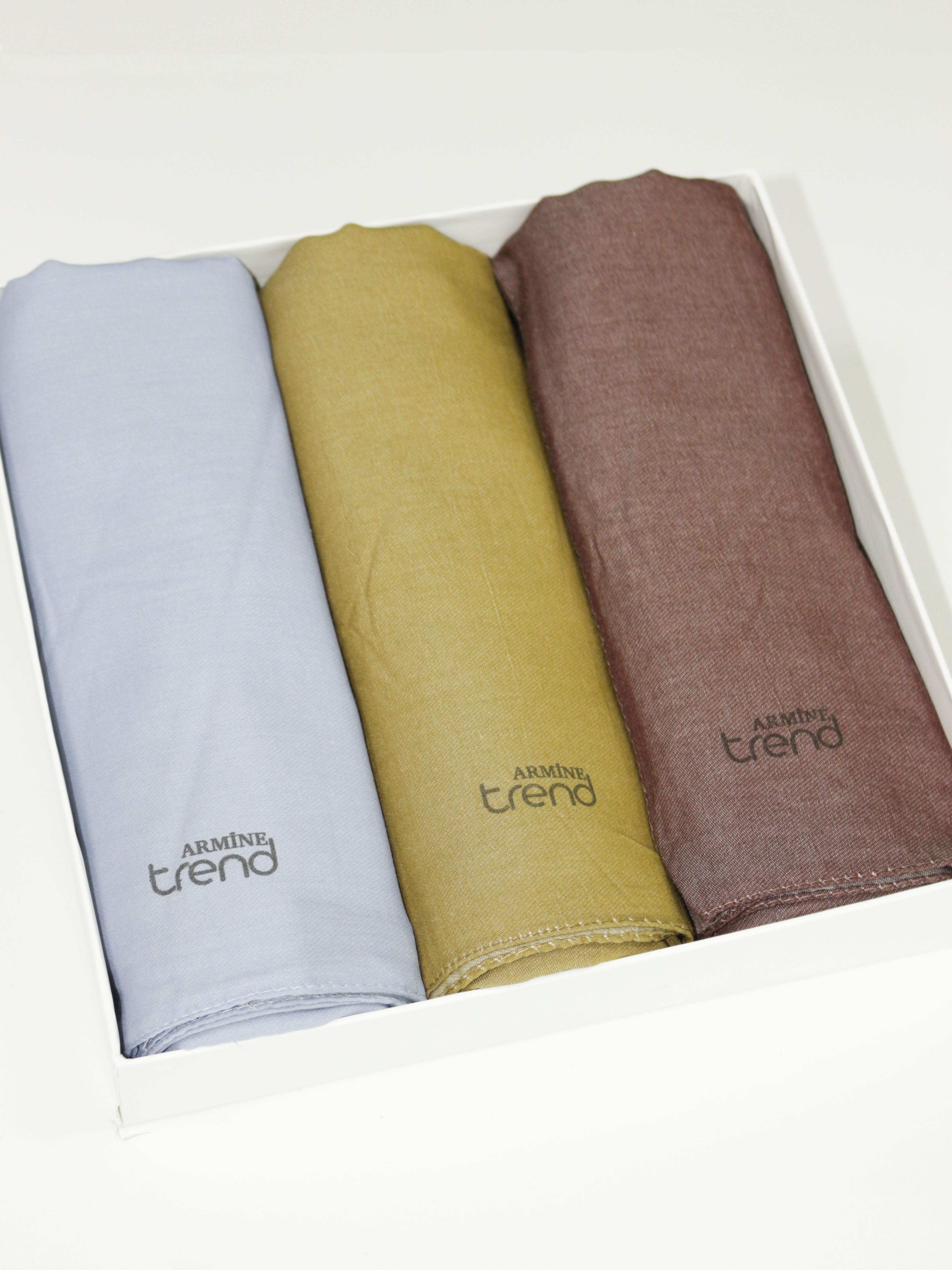 Armine Düz Renk, Pamuklu Seher Şal - 3'lü Set