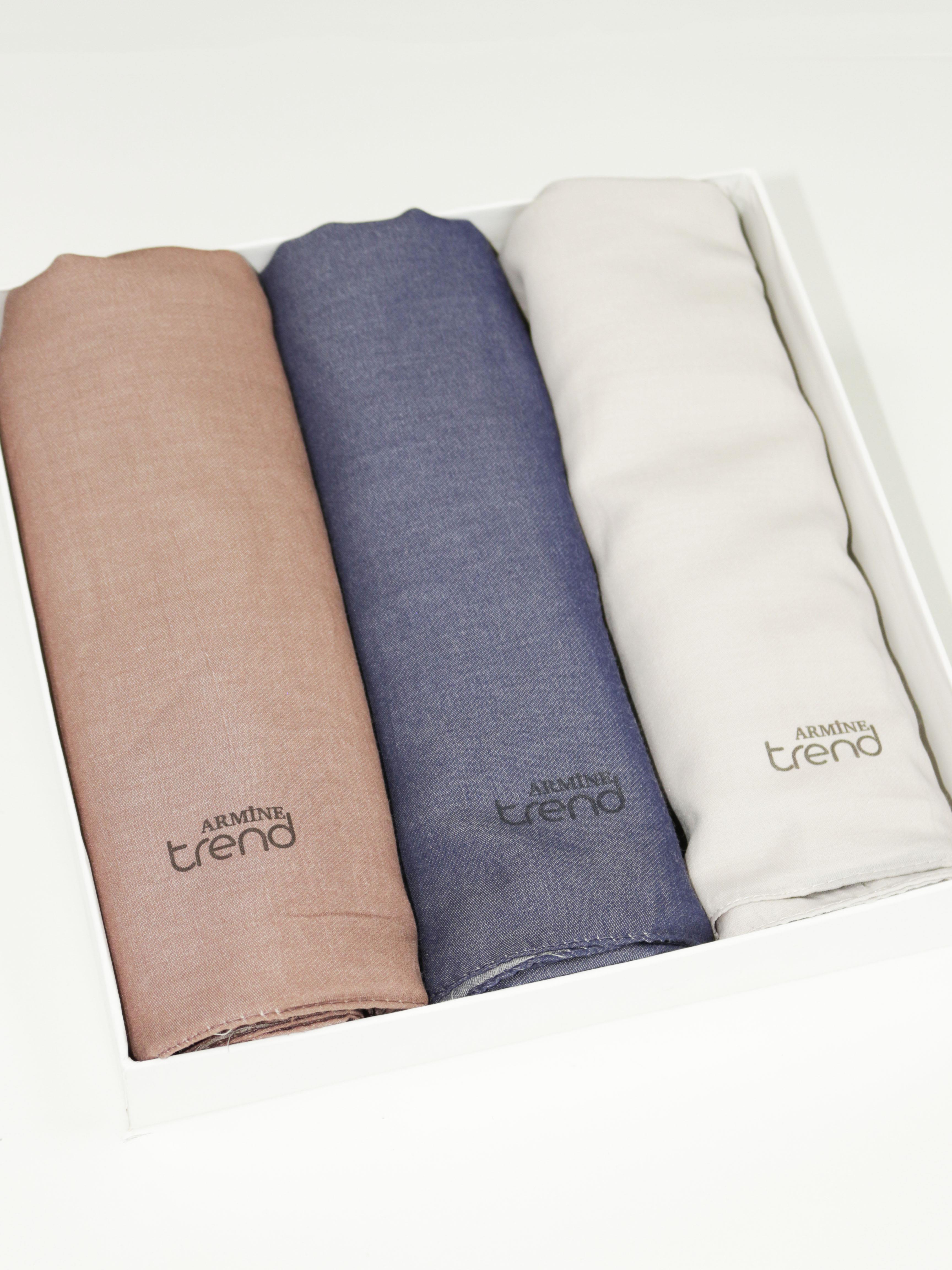 Armine Düz Renk, Pamuklu Seher Şal - 3'lü Set