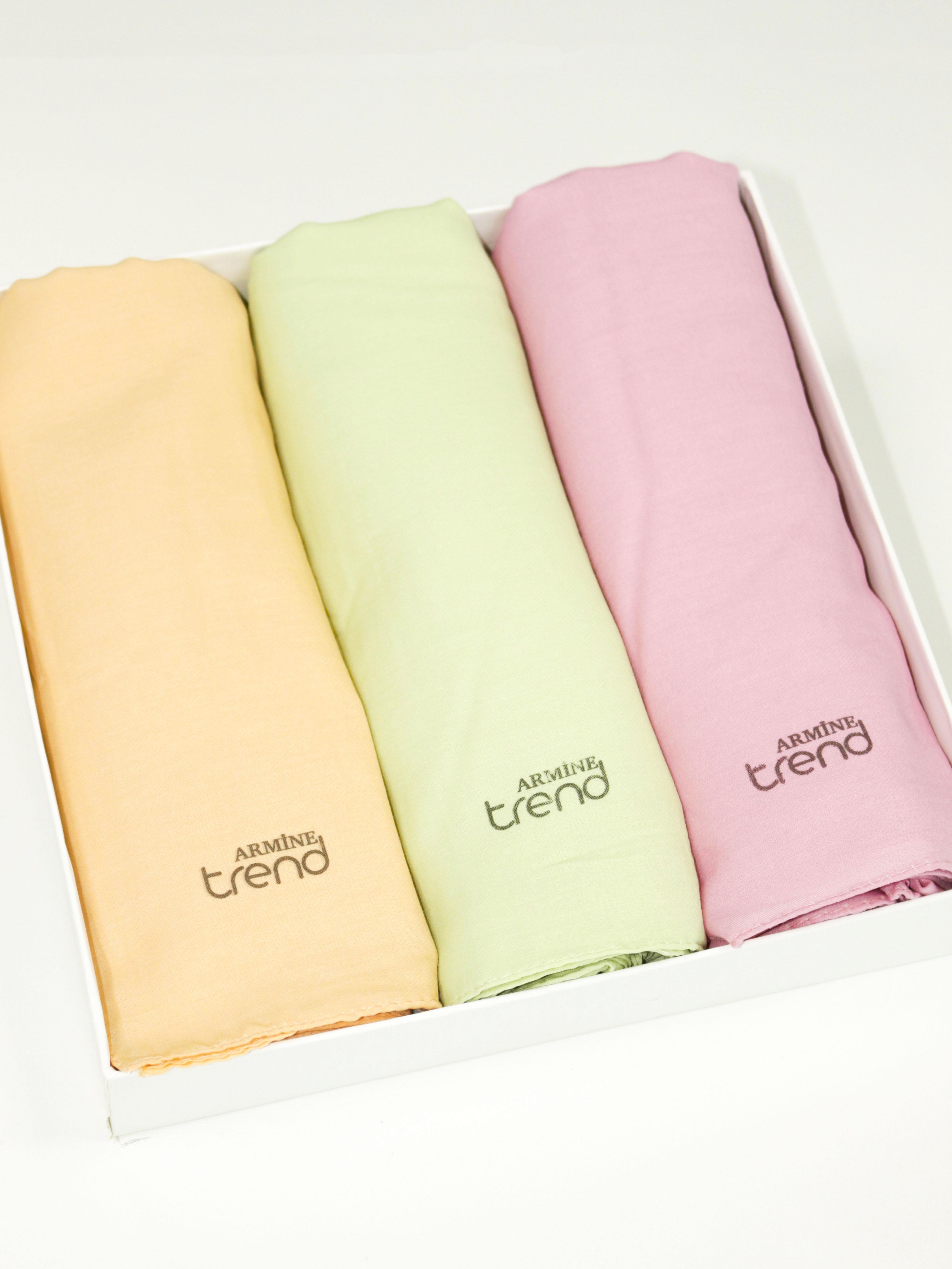 Armine Düz Renk, Pamuklu Seher Şal - 3'lü Set