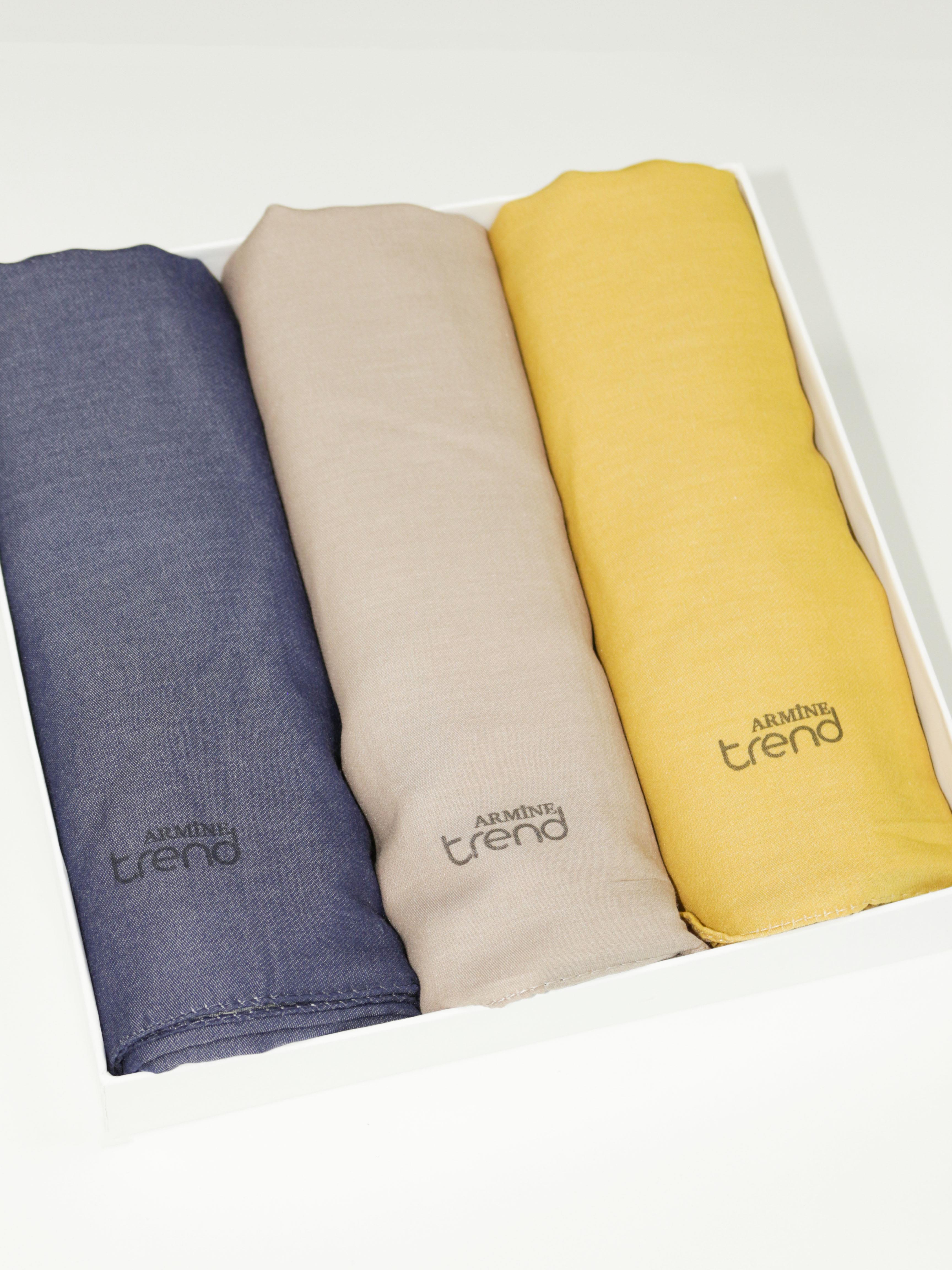 Armine Düz Renk, Pamuklu Seher Şal - 3'lü Set