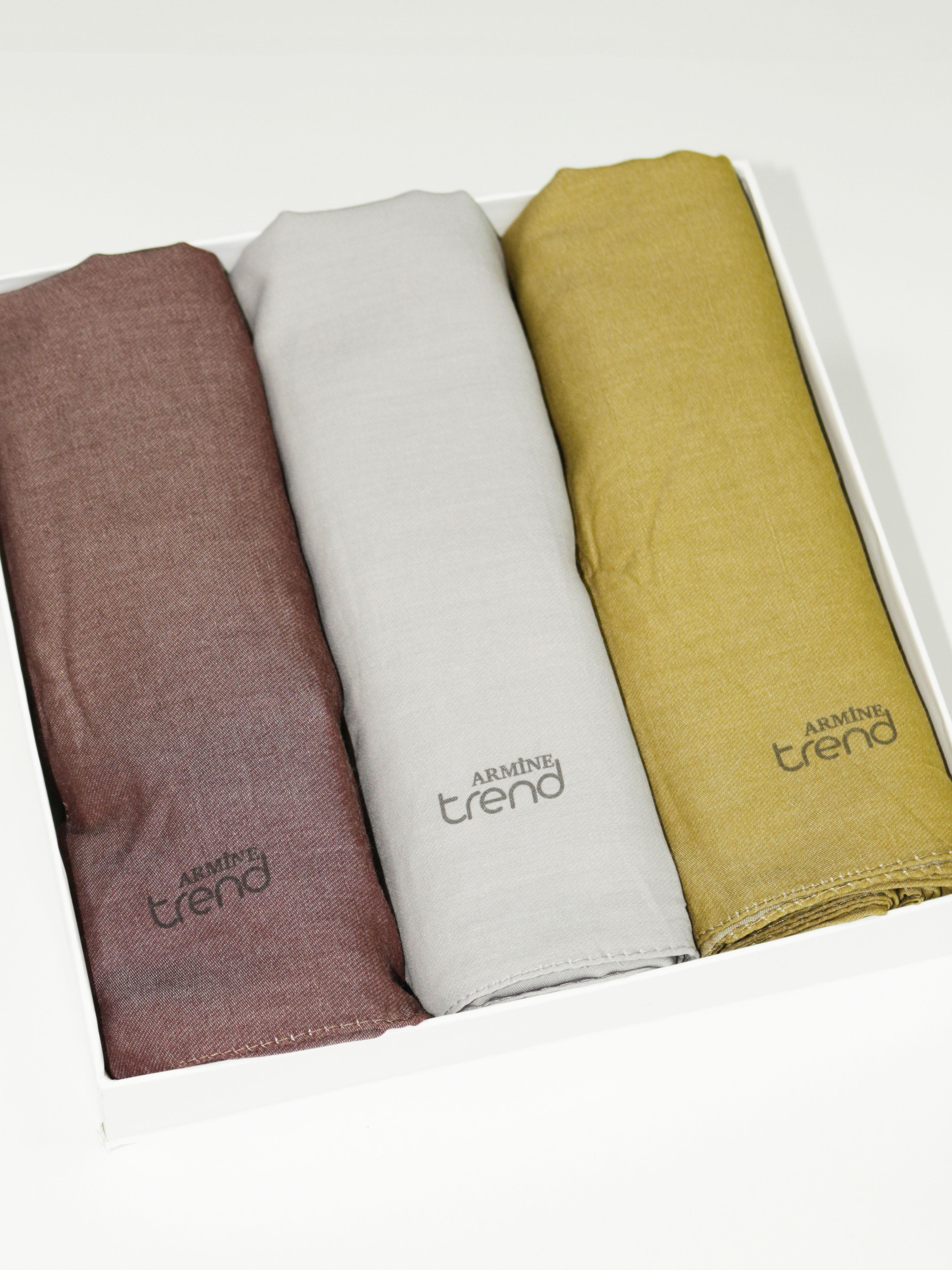 Armine Düz Renk, Pamuklu Seher Şal - 3'lü Set