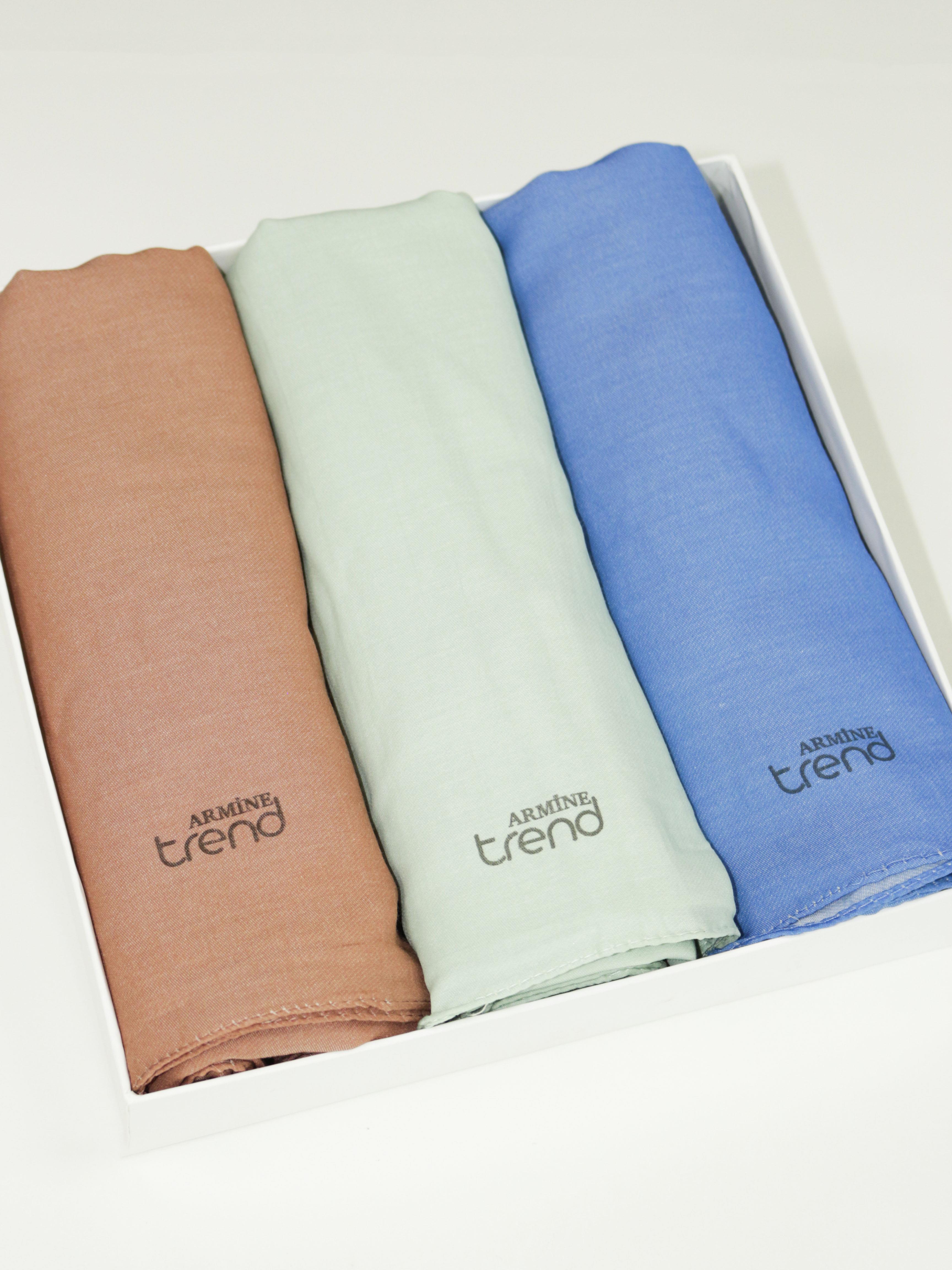 Armine Düz Renk, Pamuklu Seher Şal - 3'lü Set