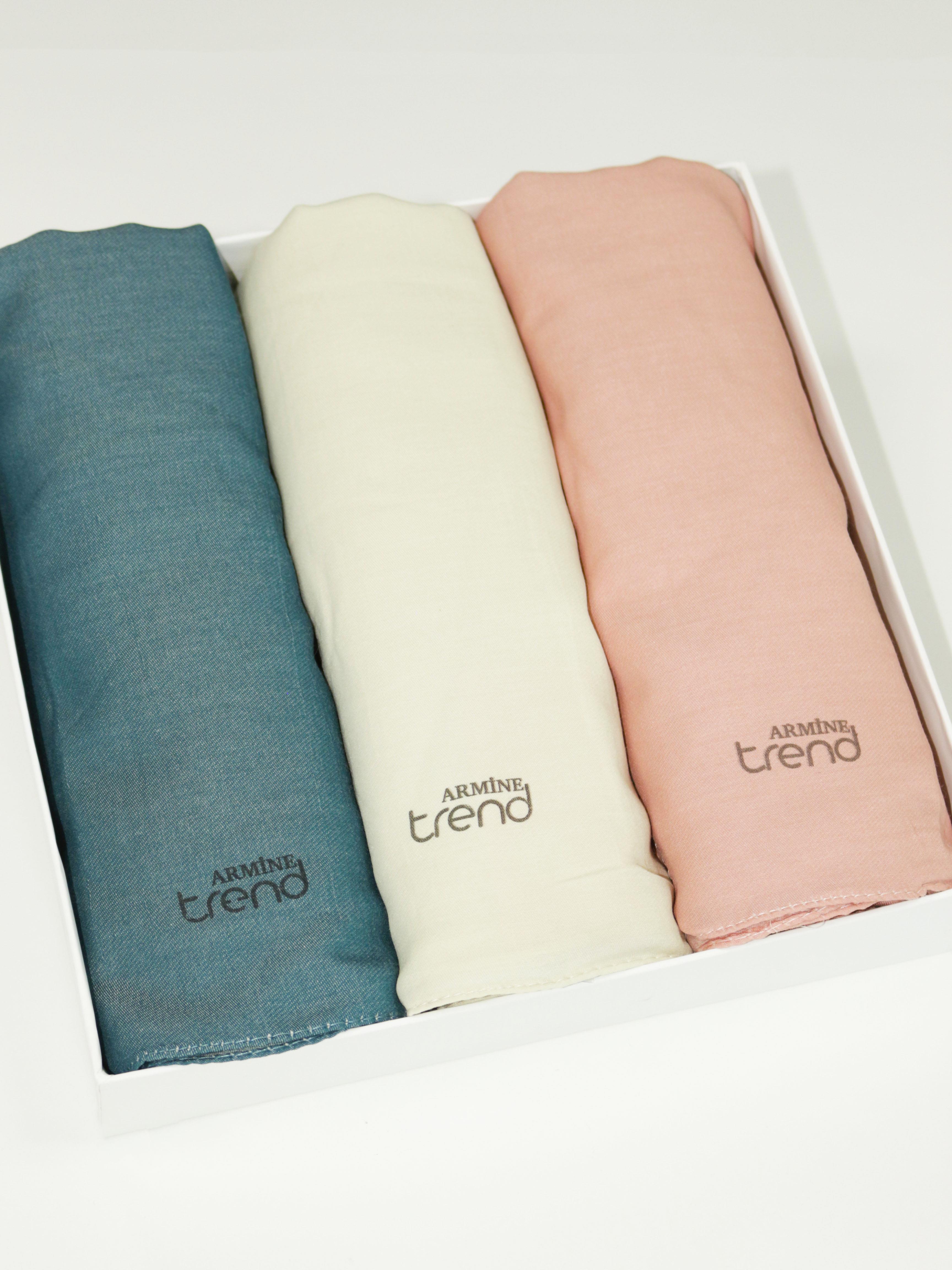 Armine Düz Renk, Pamuklu Seher Şal - 3'lü Set