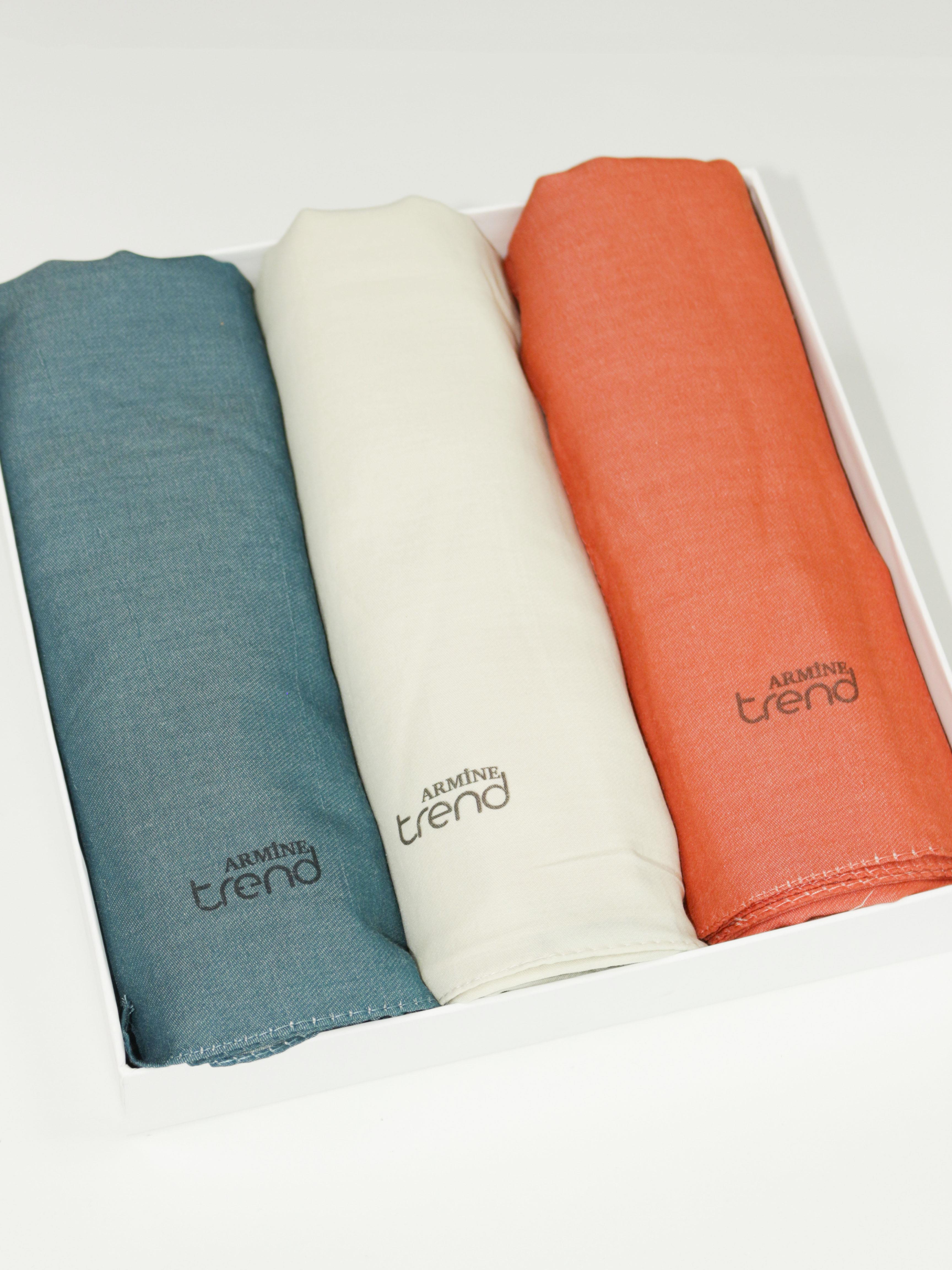 Armine Düz Renk, Pamuklu Seher Şal - 3'lü Set